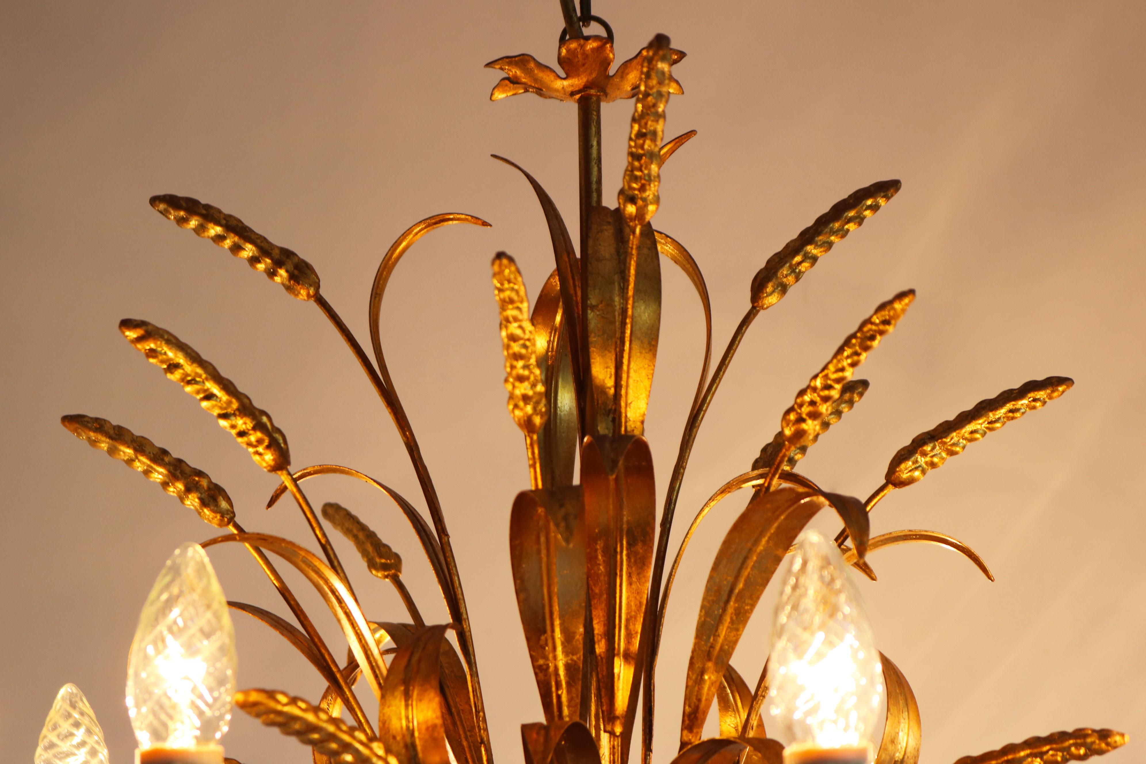 Hollywood Regency Raro grande lampadario Hans Kögl 1970 ''Cheaf of wheat'' Holywood Regency 8 braccia in vendita