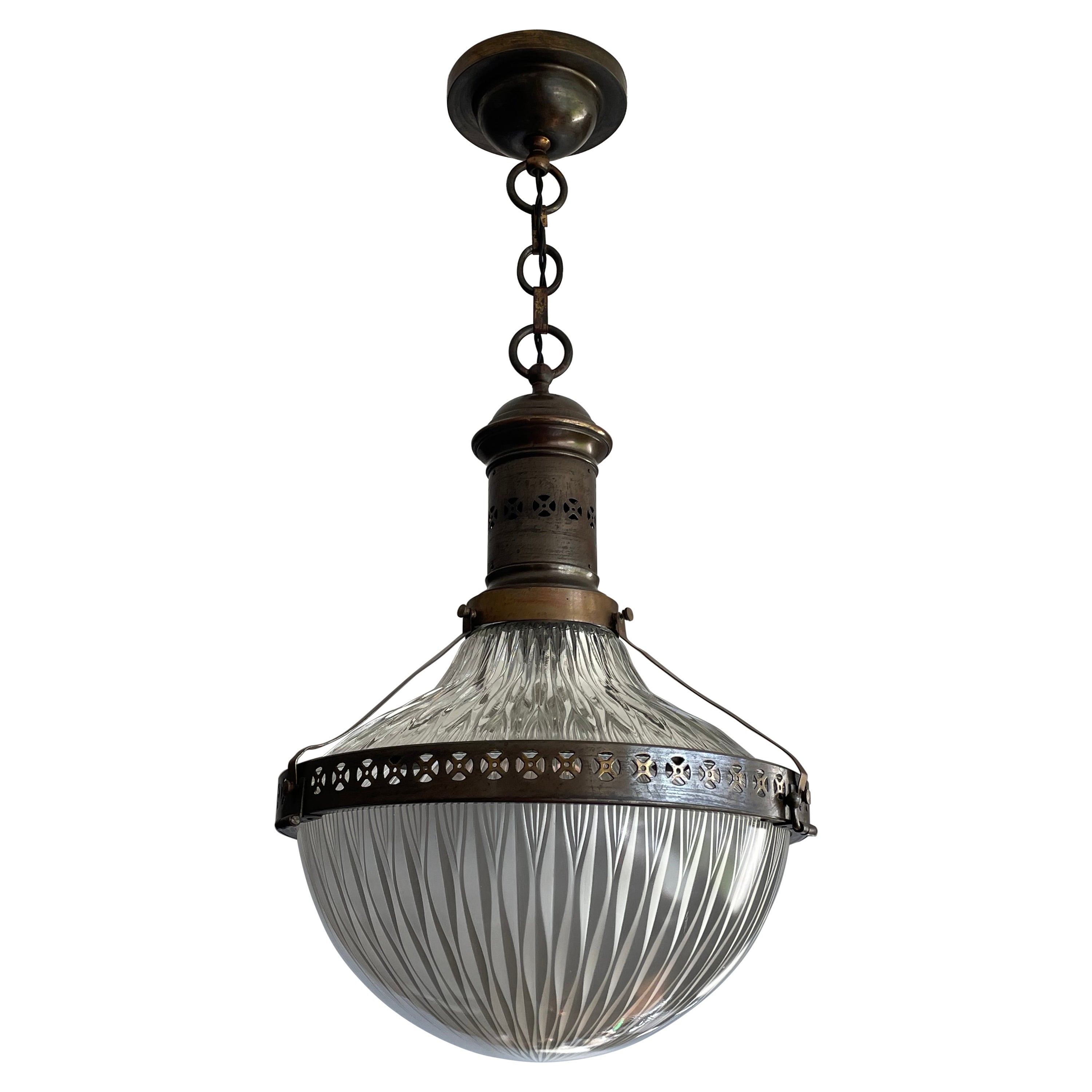 Rare 
Large Holophane-Like German Arts 
Crafts World War Pendant Asteroid 514