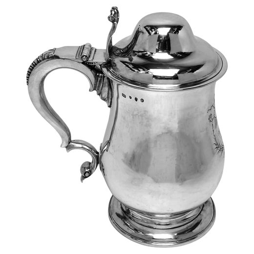Rare Large Irish Georgian Silver Lidded Tankard Beer Mug Dublin, Ireland 1783