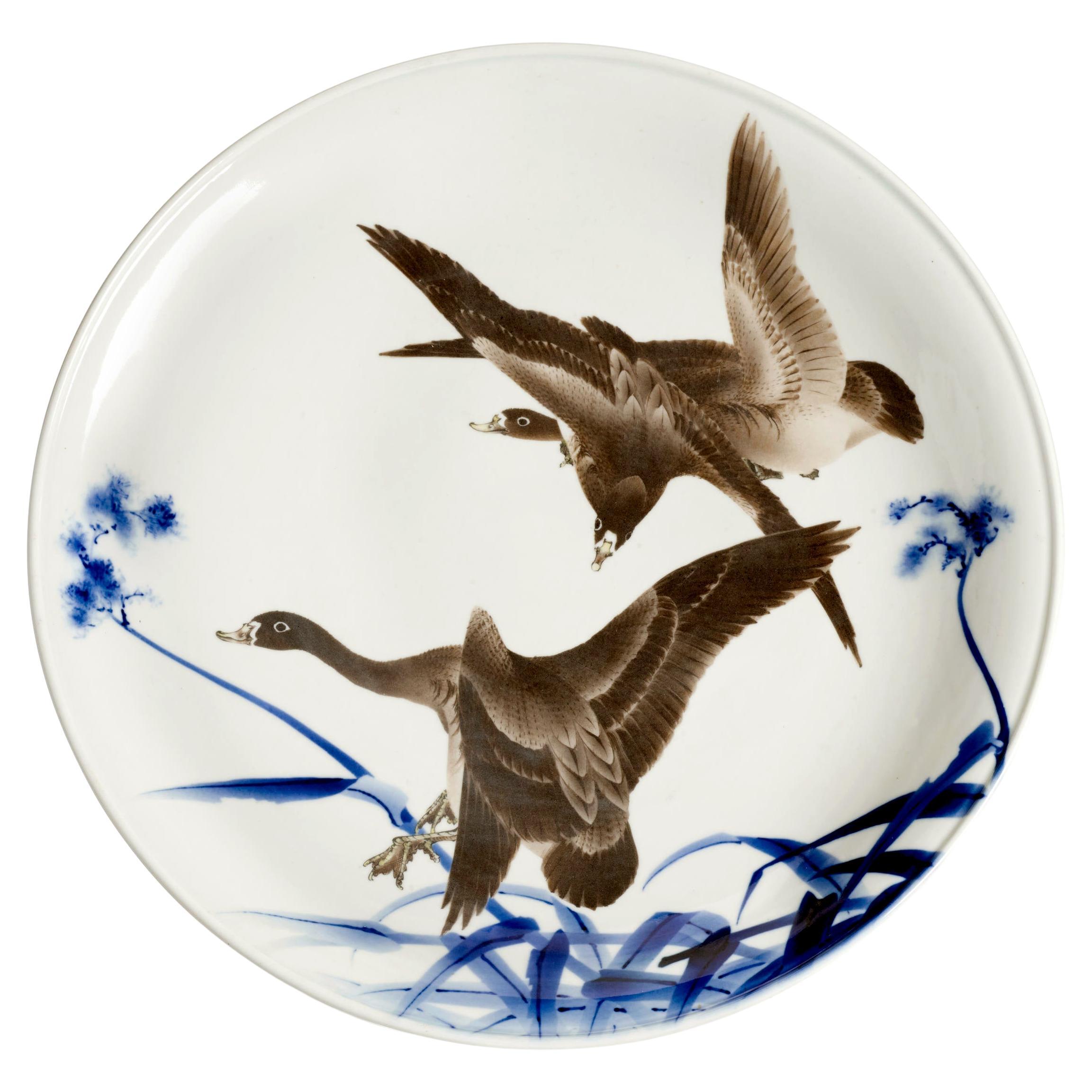 Rare Large Japanese Porcelain Presentation Plate Makuzu Kozan For Sale