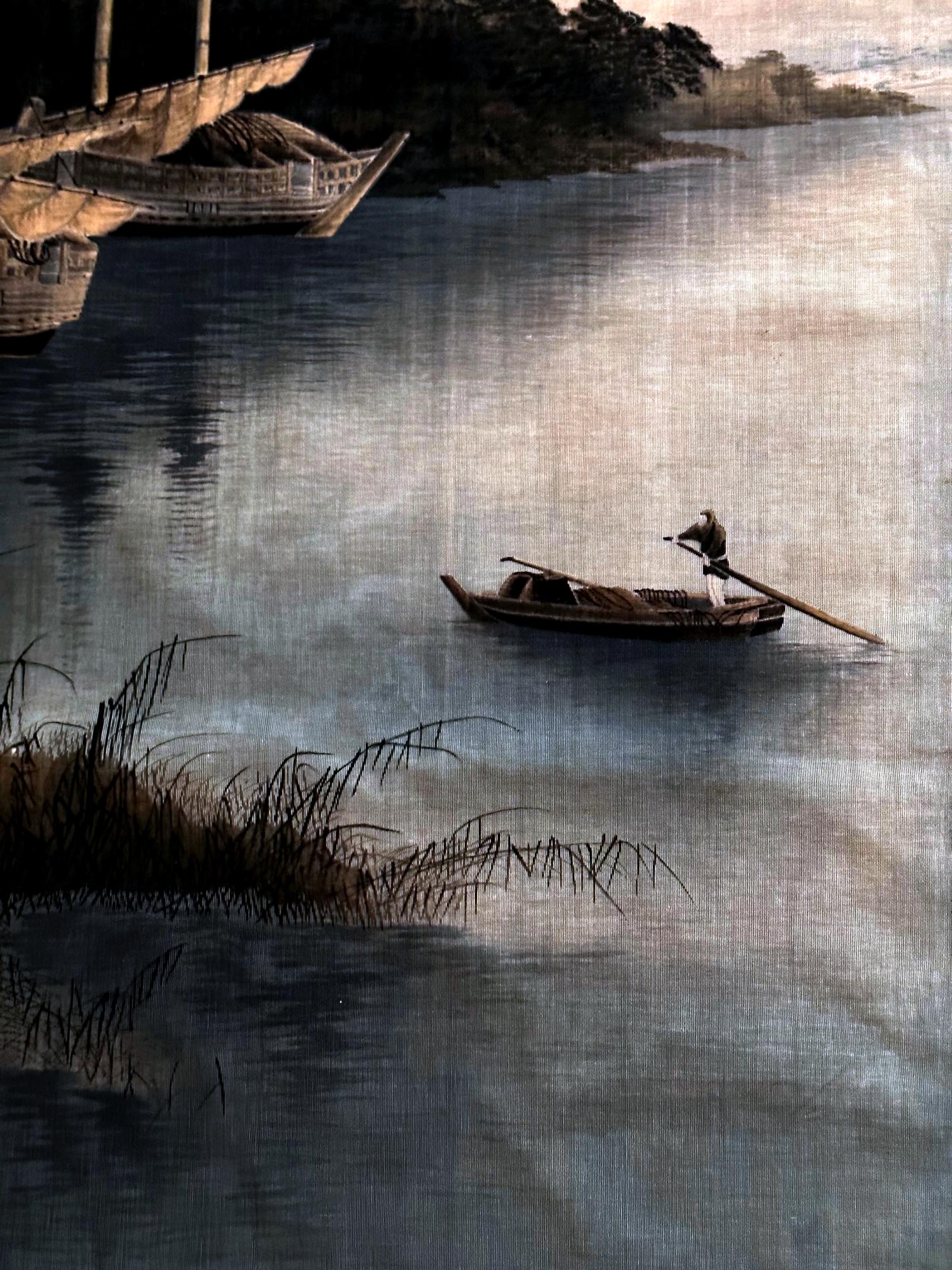 20th Century Rare Large Japanese Velvet Yuzen-Birodo Wall Tapestry