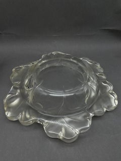Rare Large Lalique Crystal Leaf Bowl