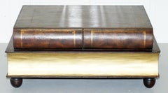 Rare Large Leather Bound Theodore Alexander Scholars Books Coffee Table Drawers