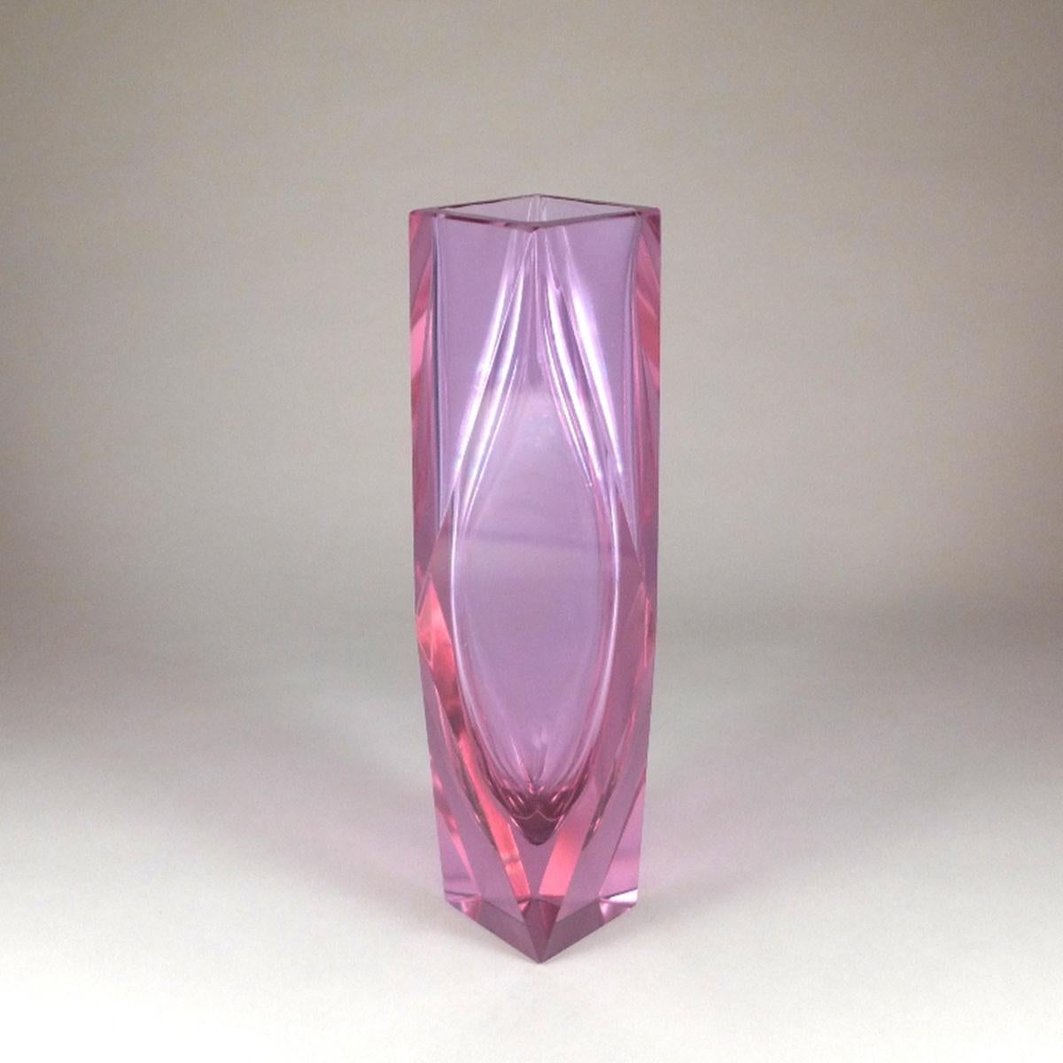 Italian Rare Large Lilac Murano Faceted Glass Vase For Sale