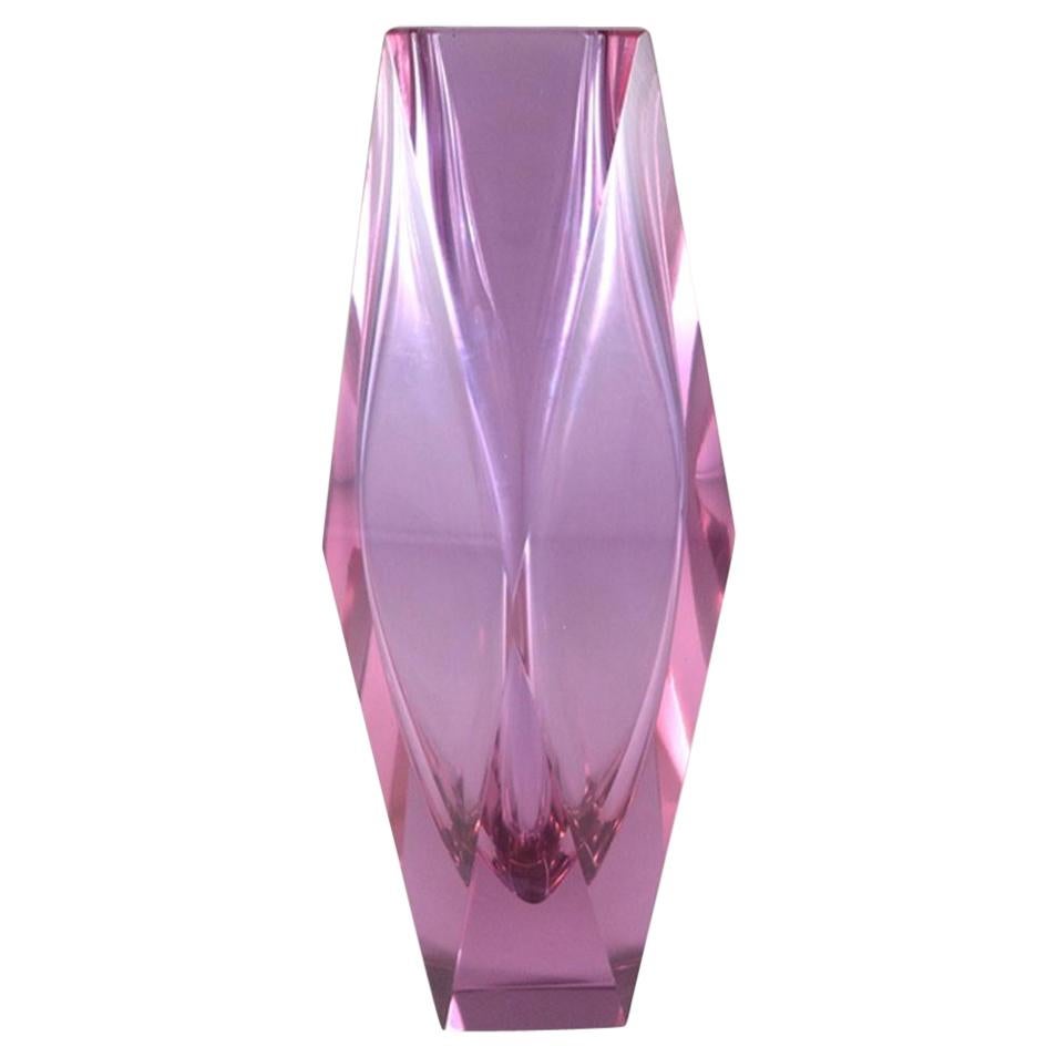 Rare Large Lilac Murano Faceted Glass Vase For Sale