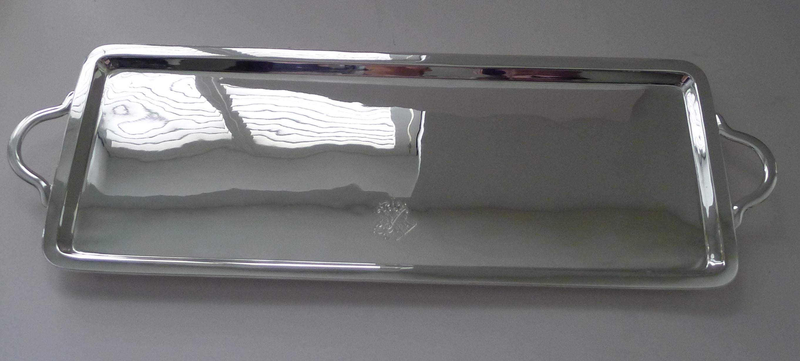 Edwardian Rare Large, Long Silver Plated Cocktail Tray by Hukin & Heath c.1900 For Sale