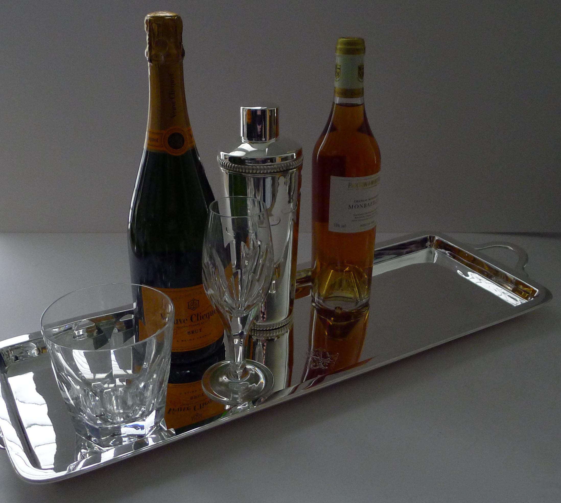 Rare Large, Long Silver Plated Cocktail Tray by Hukin & Heath c.1900 In Good Condition For Sale In Bath, GB