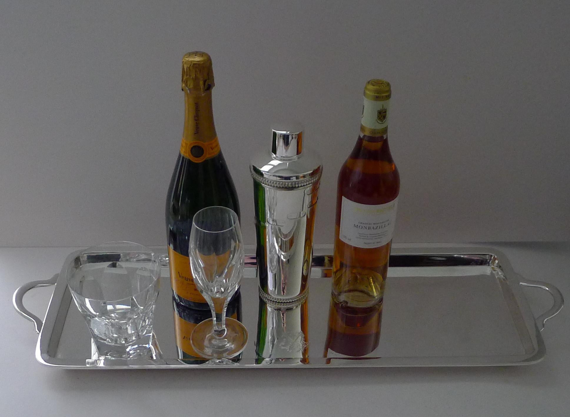 Early 20th Century Rare Large, Long Silver Plated Cocktail Tray by Hukin & Heath c.1900 For Sale