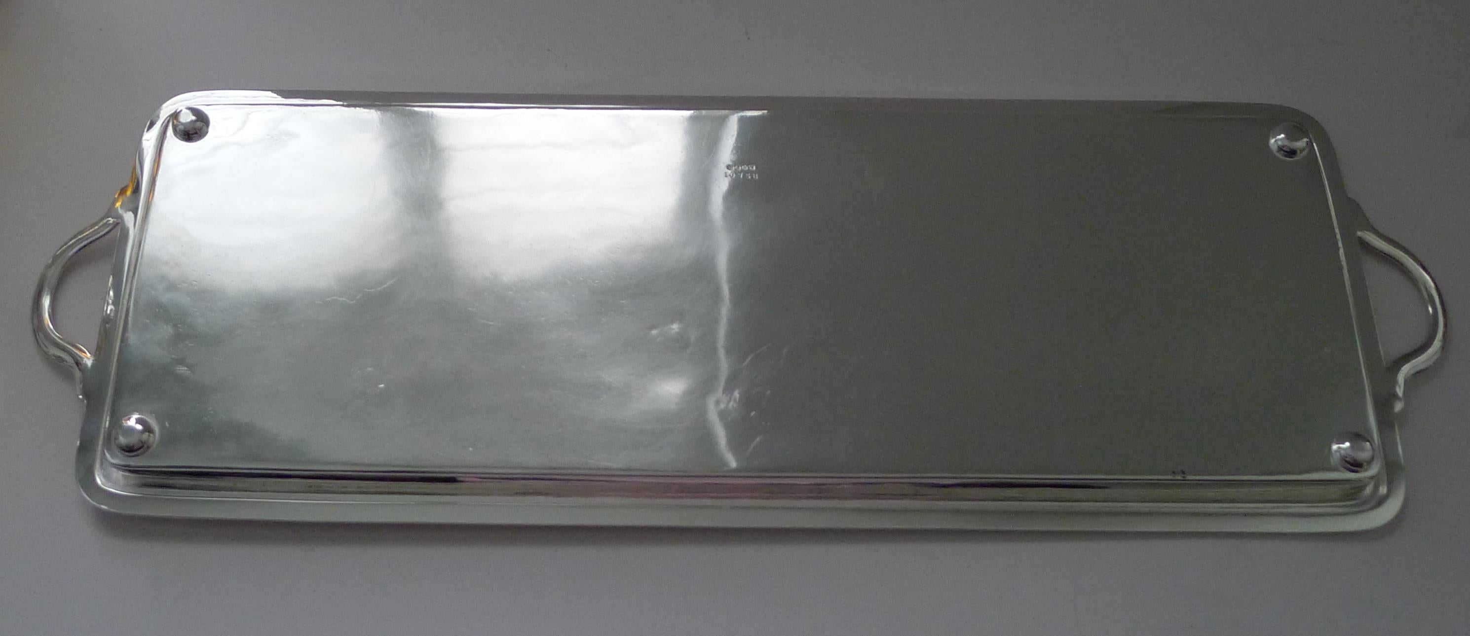 Rare Large, Long Silver Plated Cocktail Tray by Hukin & Heath c.1900 For Sale 1