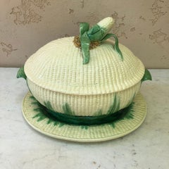 Rare Large Majolica Corn Tureen Jose A. Cunha, circa 1895