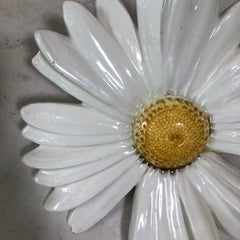 Rare Large Majolica White Daisy Wall Pocket Delphin Massier, circa 1880