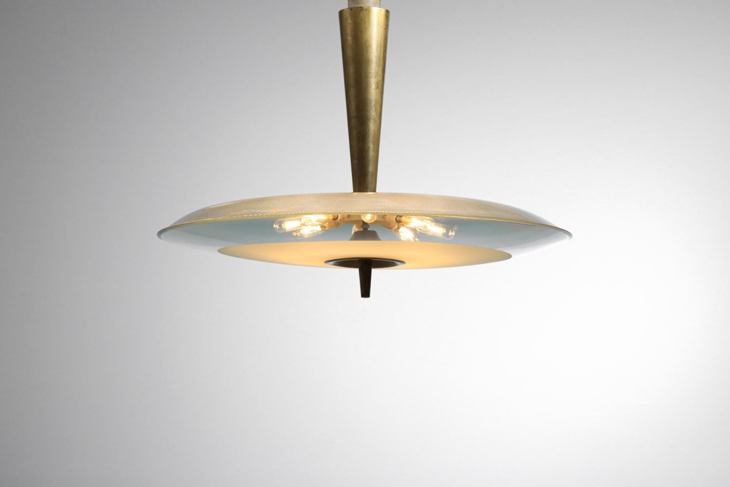 rare Large Max Ingrand Italian ceiling lamp chandelier for Fontana Arte 60s For Sale 4