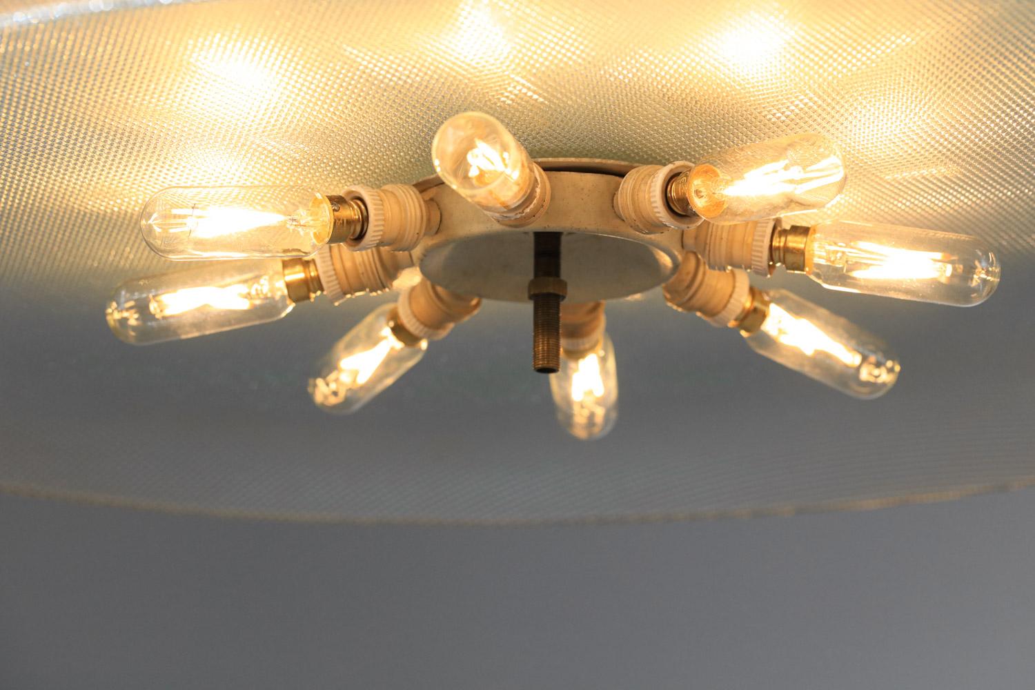 Mid-Century Modern rare Large Max Ingrand Italian ceiling lamp chandelier for Fontana Arte 60s For Sale