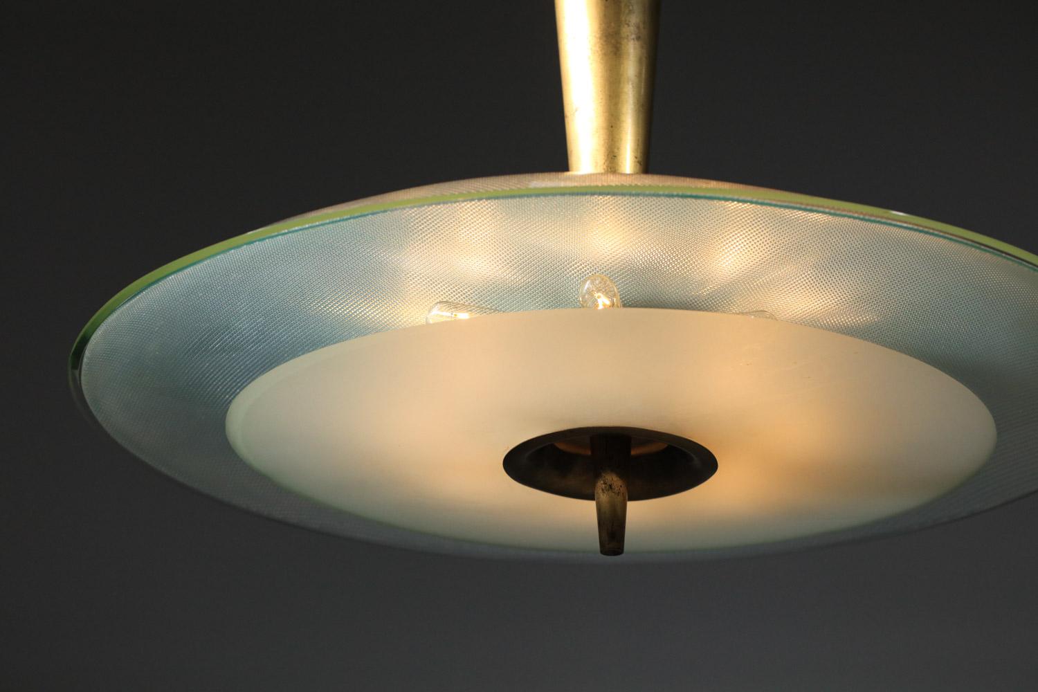 rare Large Max Ingrand Italian ceiling lamp chandelier for Fontana Arte 60s For Sale 1