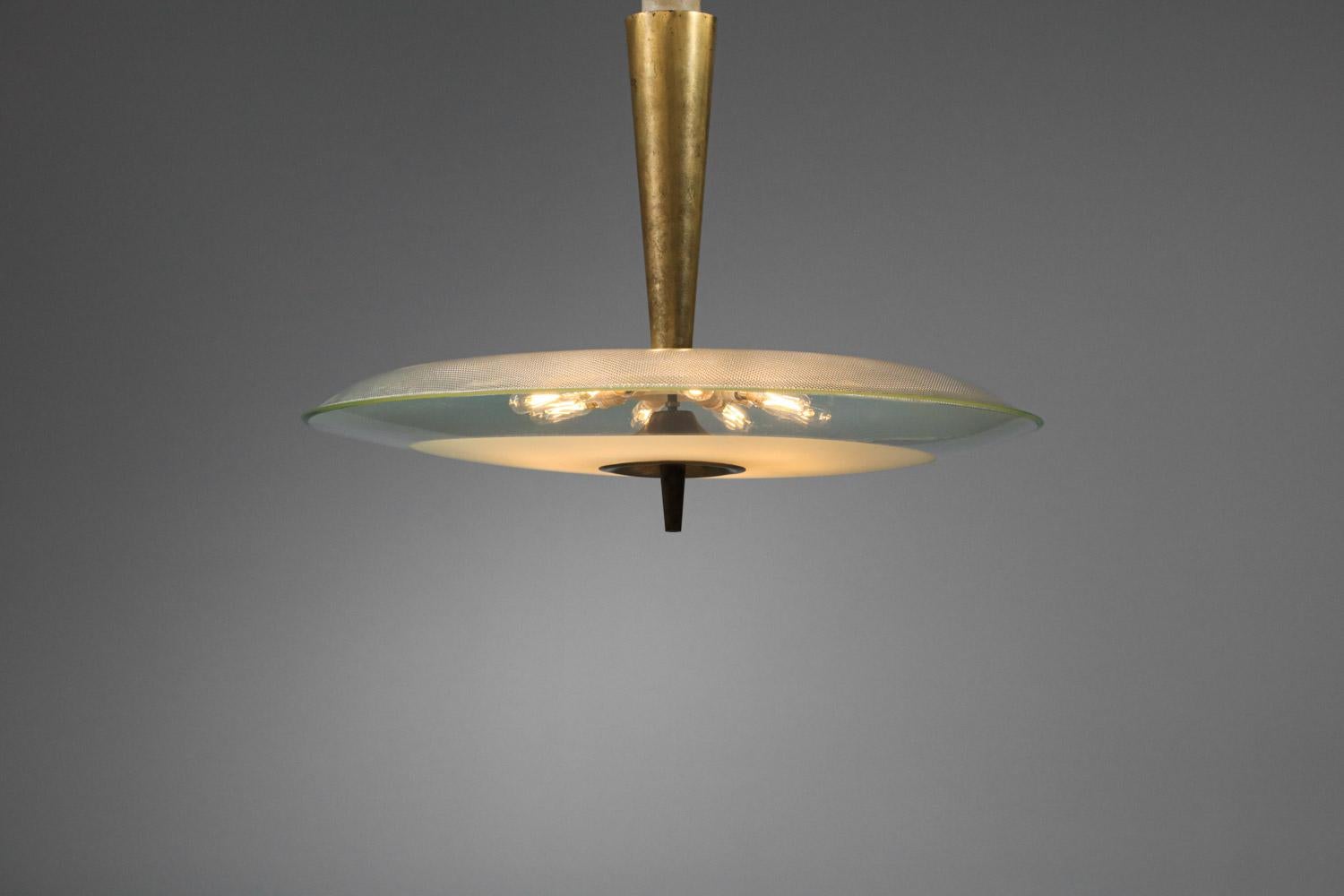 rare Large Max Ingrand Italian ceiling lamp chandelier for Fontana Arte 60s For Sale 2