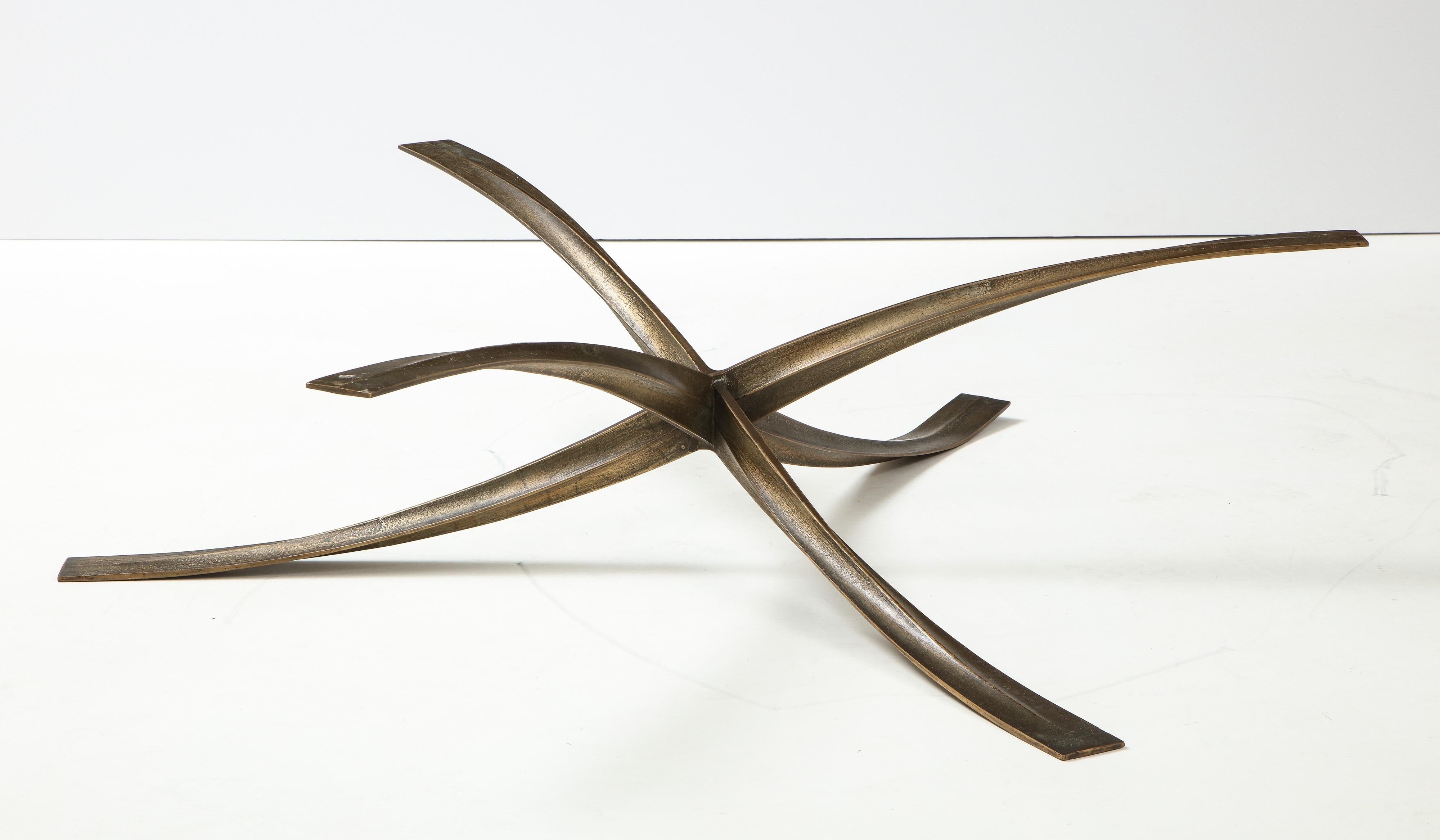 French Rare Large Michel Mangematin Bronze Coffee Table, 1962