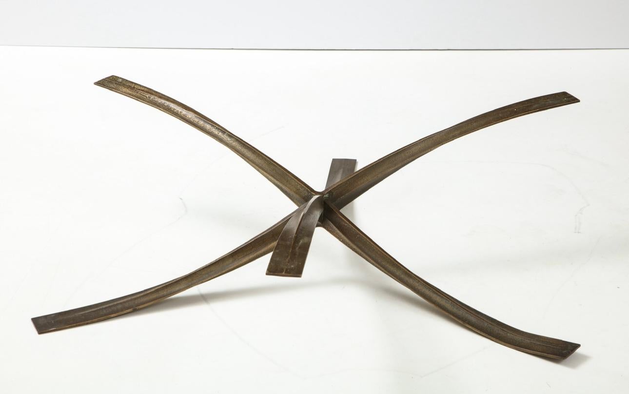 French Rare Large Michel Mangematin Bronze Coffee Table, 1962 For Sale