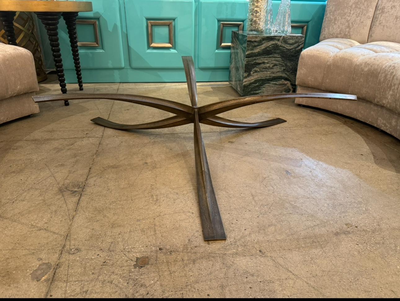 Mid-20th Century Rare Large Michel Mangematin Bronze Coffee Table, 1962 For Sale