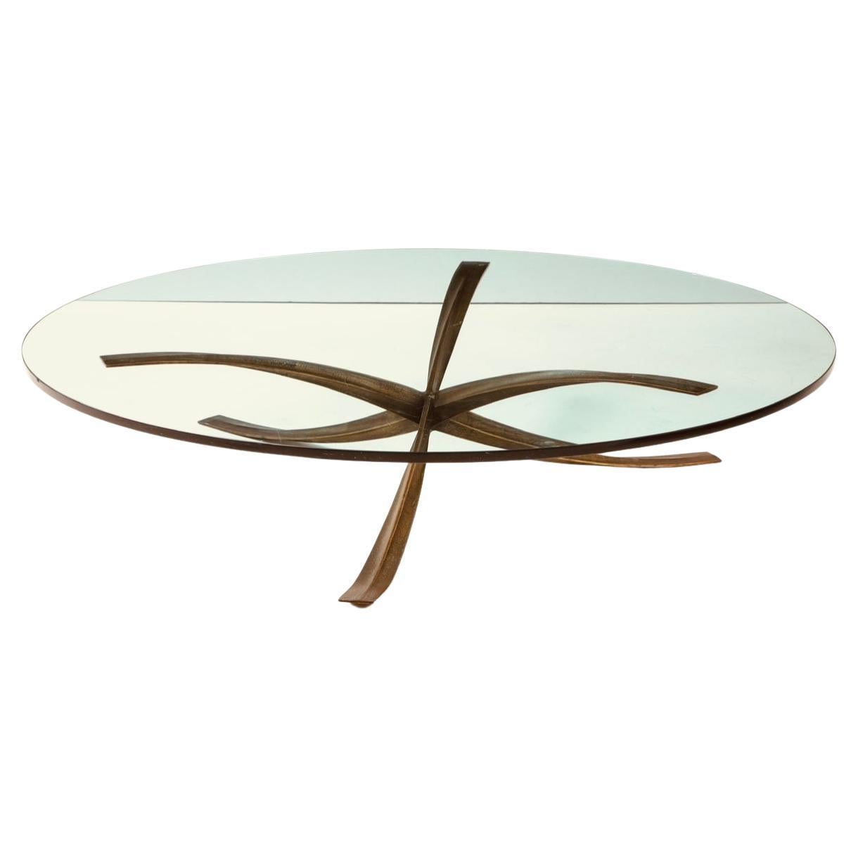 Rare Large Michel Mangematin Bronze Coffee Table, 1962 For Sale