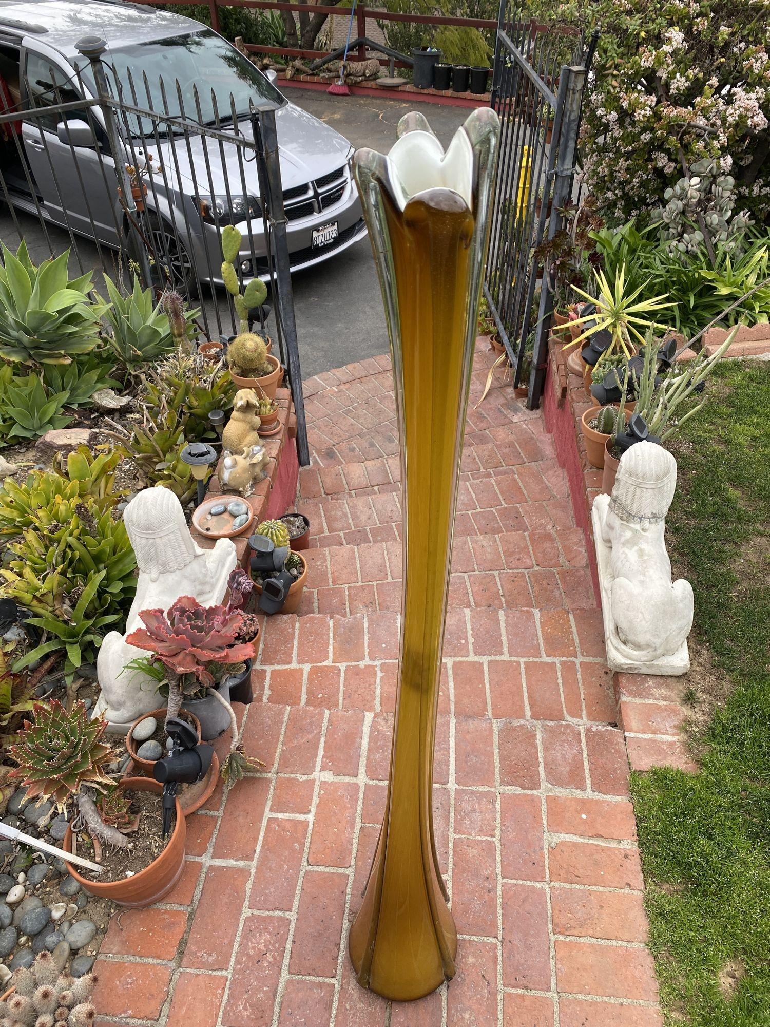 American Rare 5 foot  Handblown Murano Glass floor Vase
