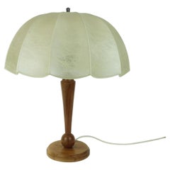 Grand cocoon moderne du milieu du siècle dernier LAMP avec base en bois de cerisier 1970