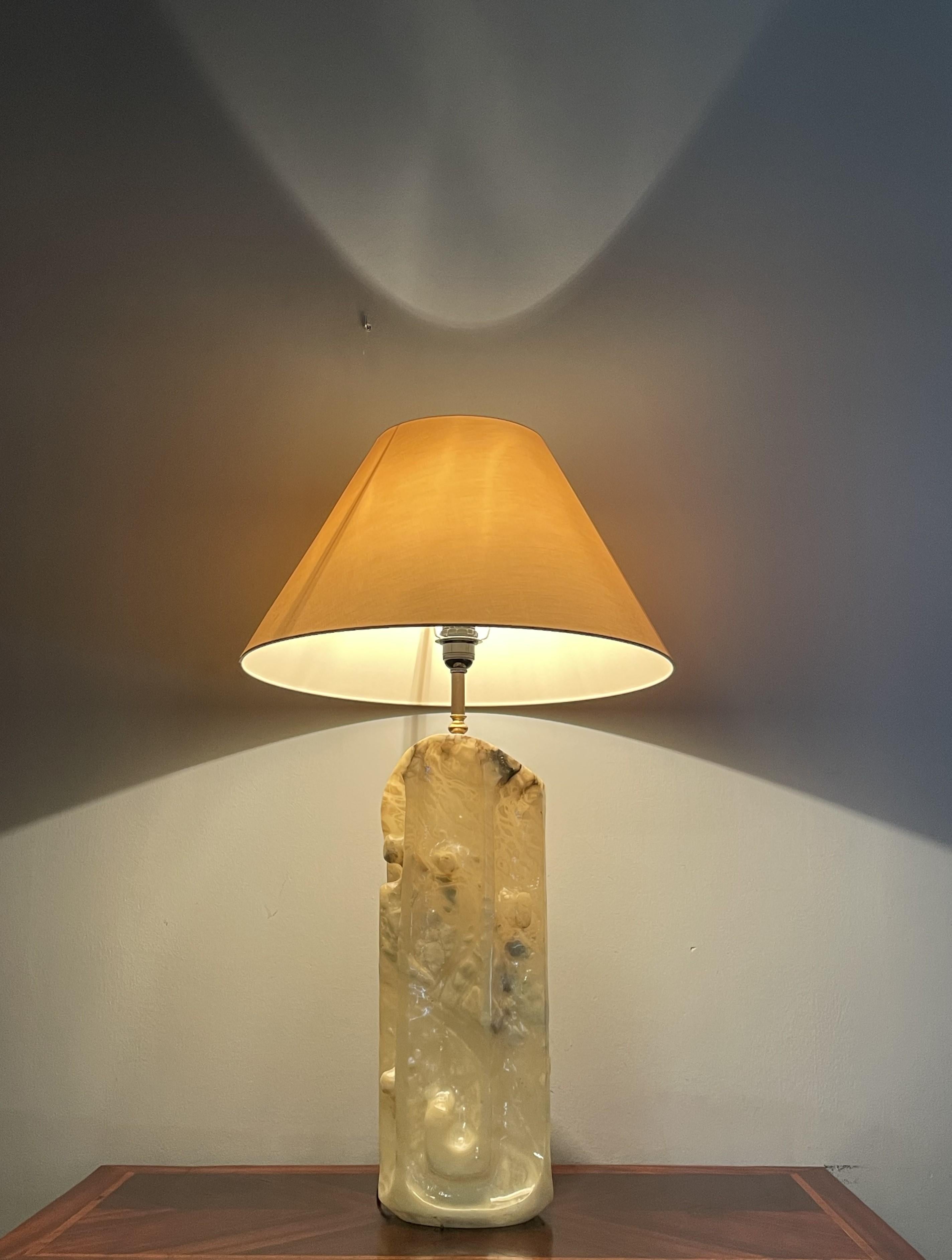 Rare & Large Mid-Century / Modernist Design Hand Carved Alabaster Table Lamp For Sale 5