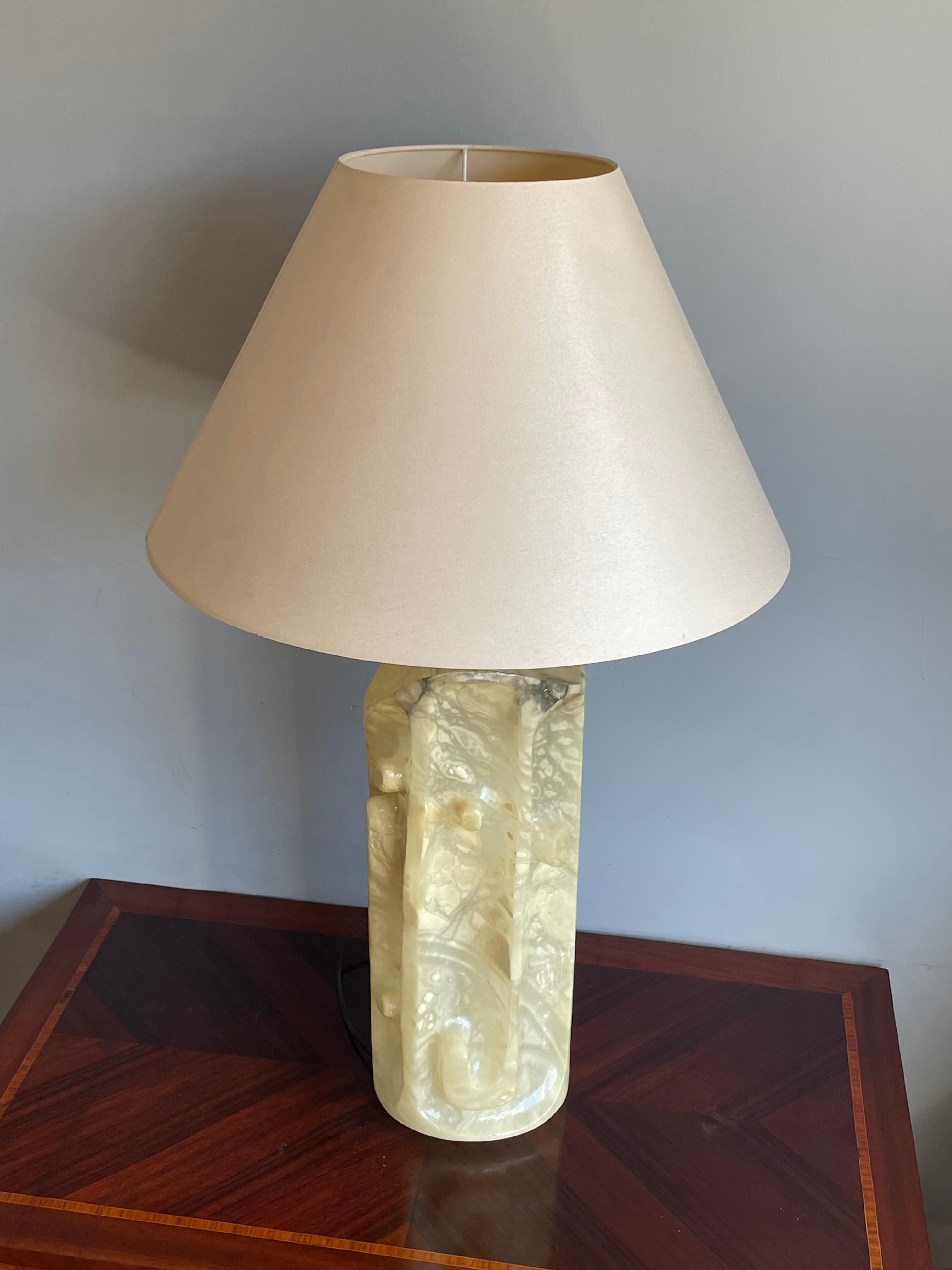 Rare & Large Mid-Century / Modernist Design Hand Carved Alabaster Table Lamp For Sale 7