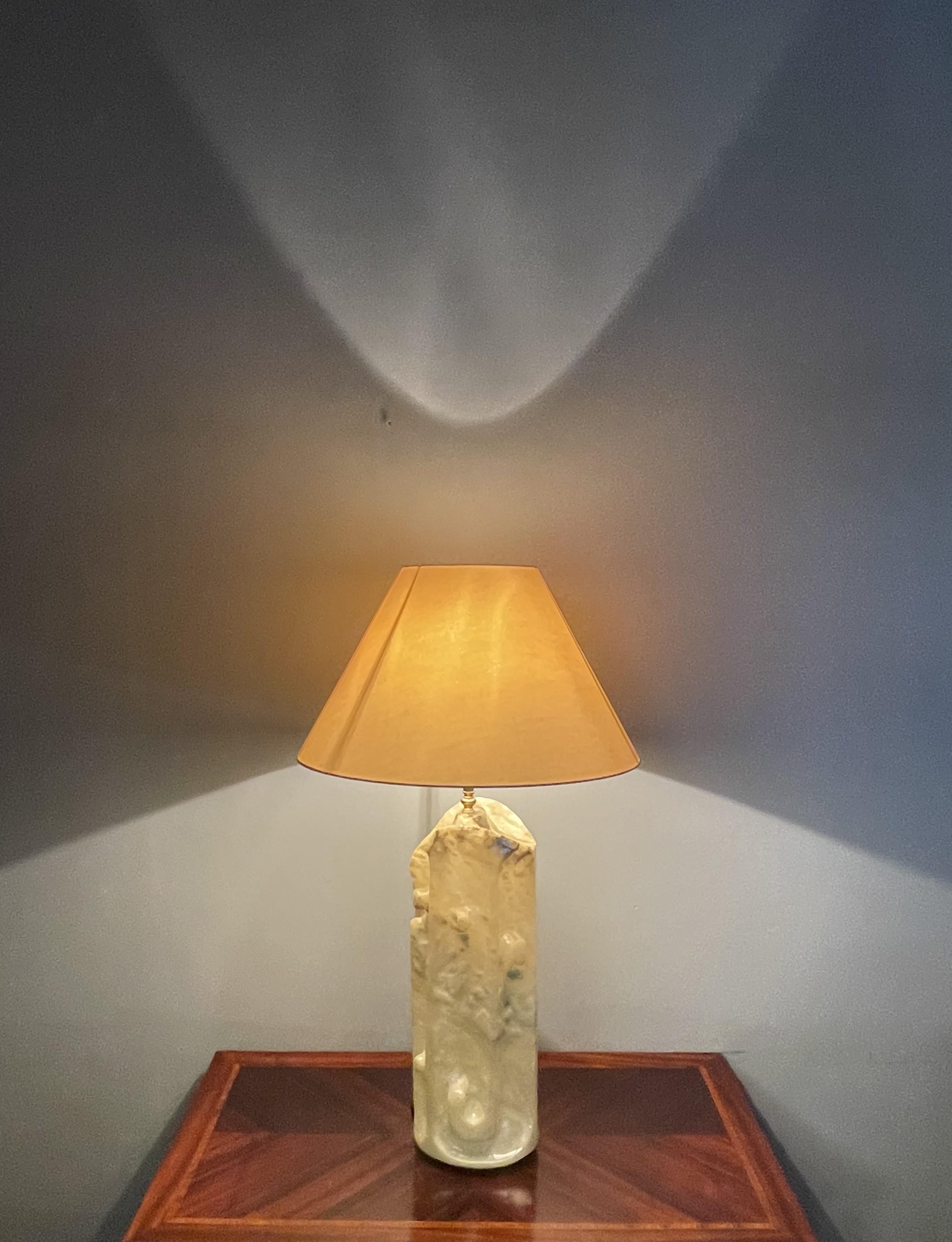 Rare & Large Mid-Century / Modernist Design Hand Carved Alabaster Table Lamp For Sale 8