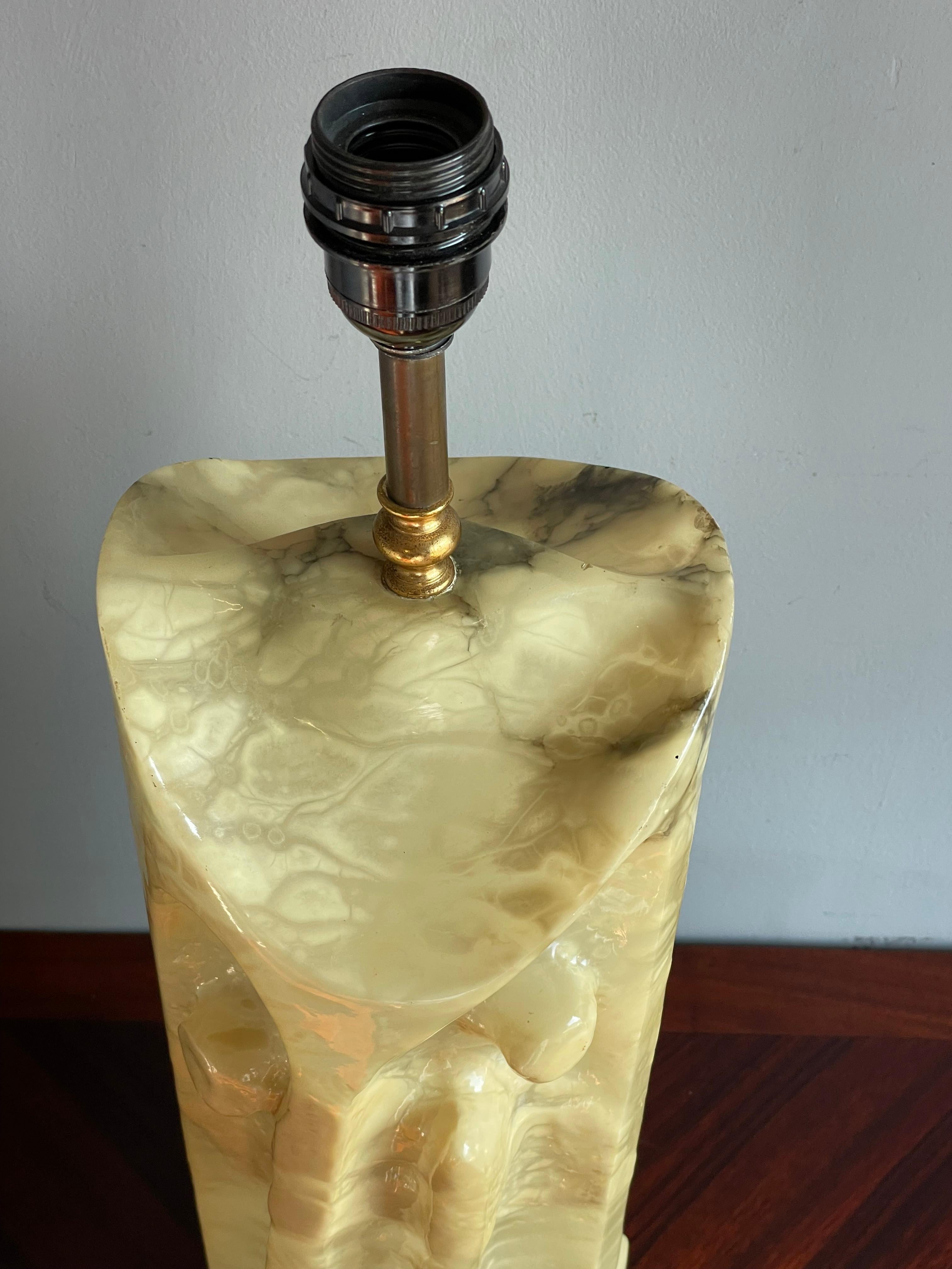 Rare & Large Mid-Century / Modernist Design Hand Carved Alabaster Table Lamp For Sale 10