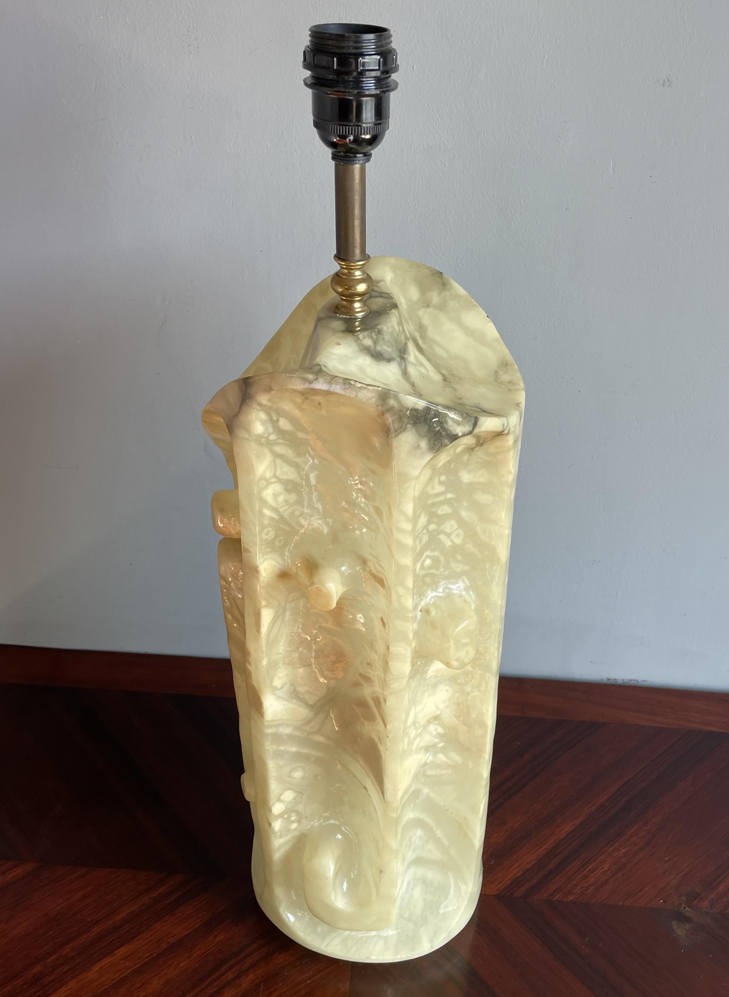 Rare & Large Mid-Century / Modernist Design Hand Carved Alabaster Table Lamp For Sale 11