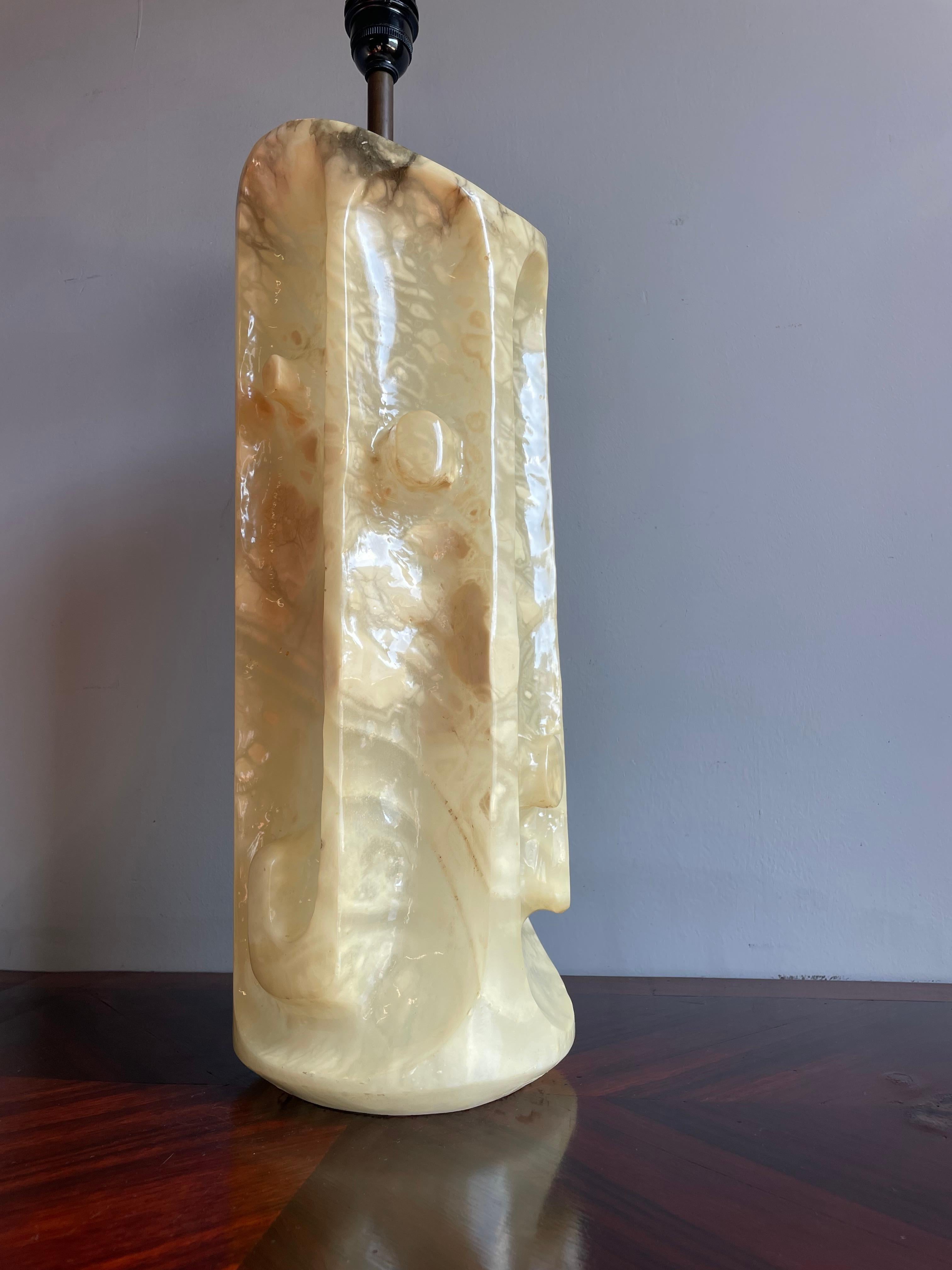 20th Century Rare & Large Mid-Century / Modernist Design Hand Carved Alabaster Table Lamp For Sale