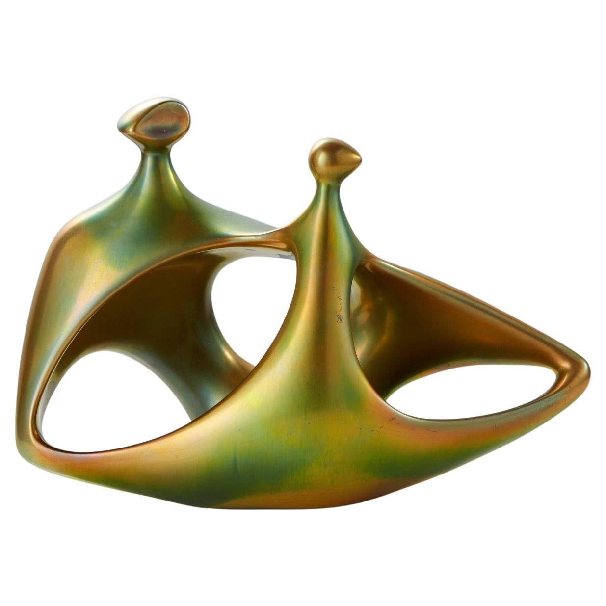 Rara figura in porcellana Zsolnay di János Török della metà del secolo scorso, circa anni
60