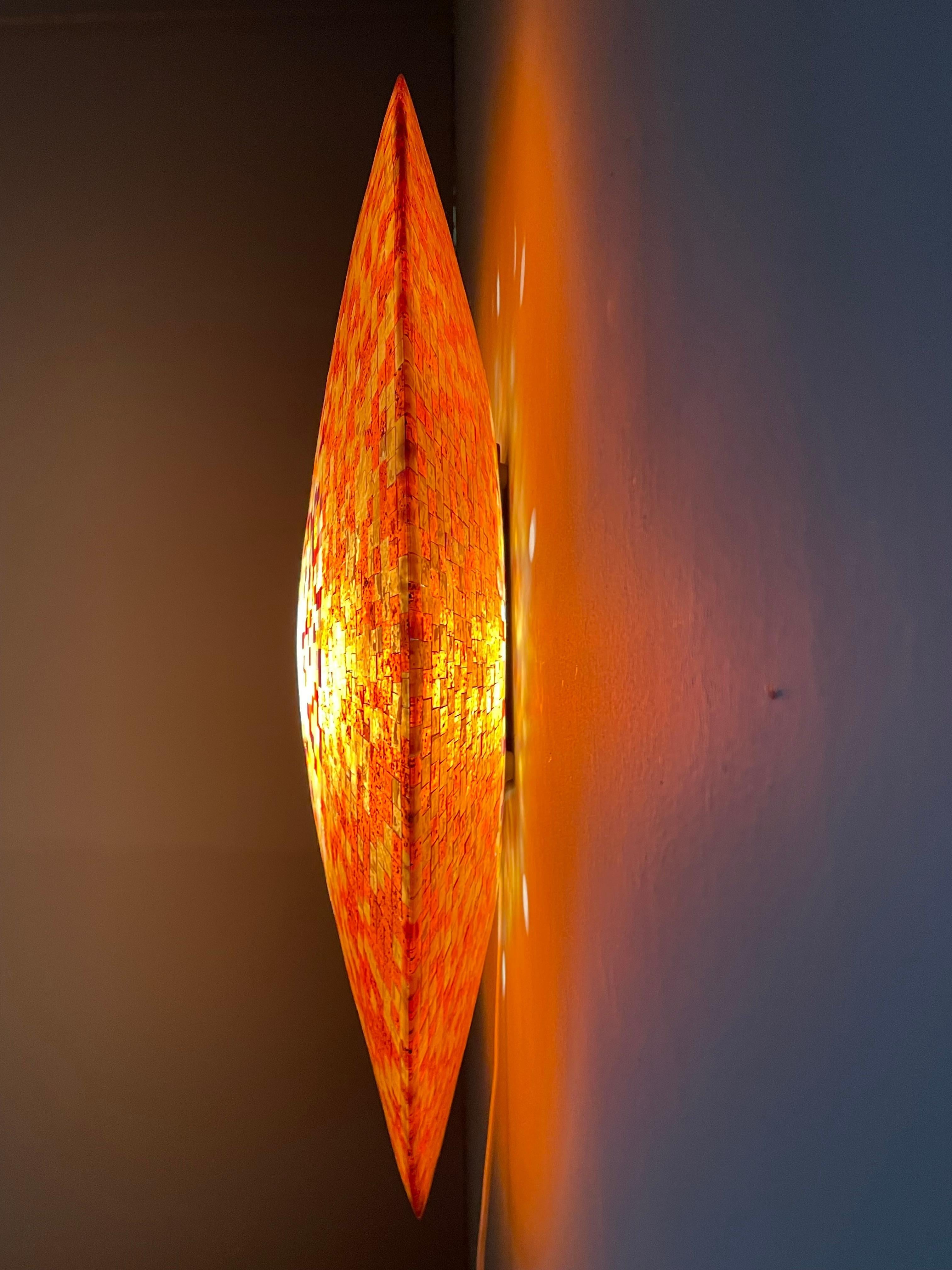 Rare & Large Midcentury to Modern Design, Handmade Circular Wall Sconce / Light For Sale 2
