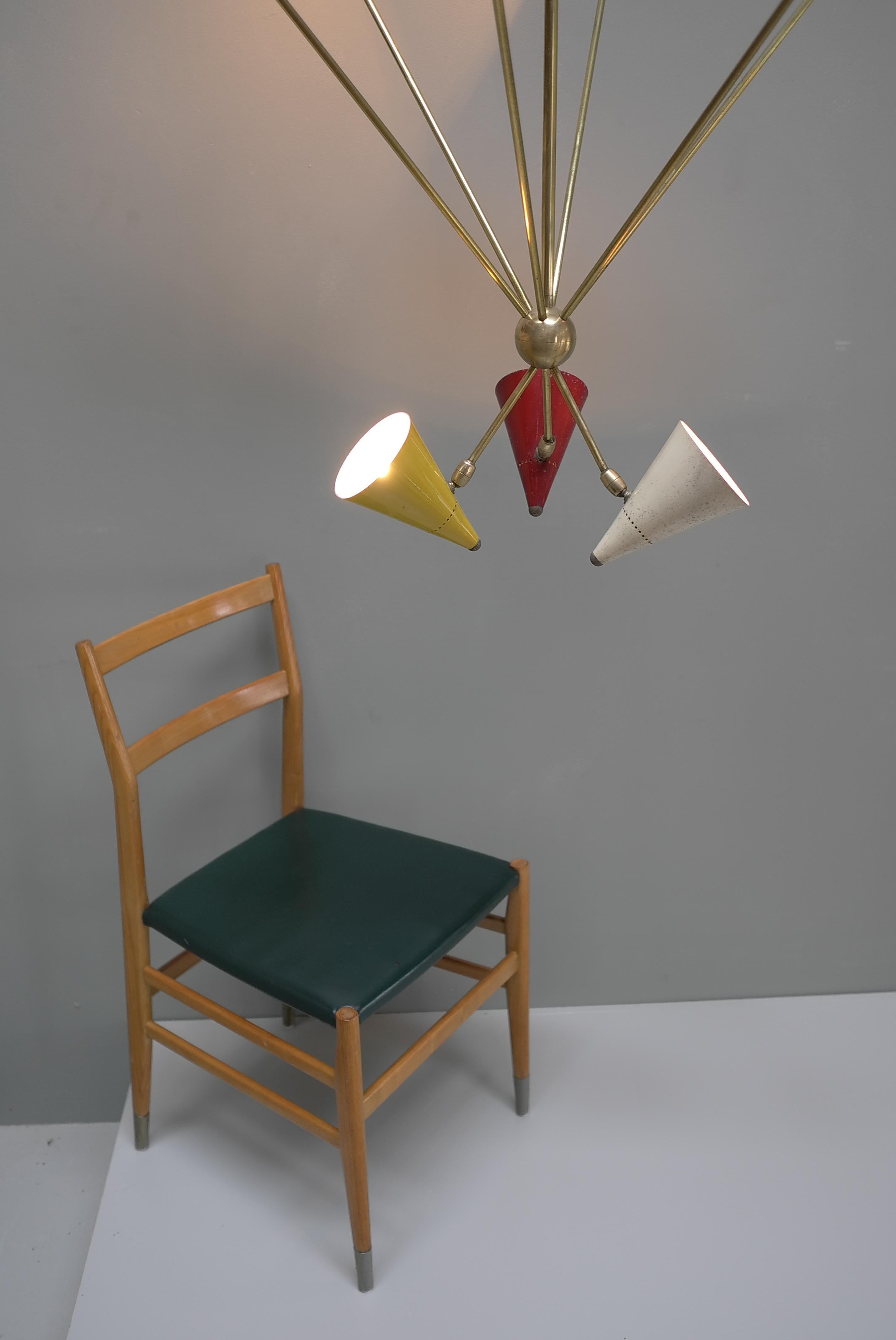 Rare Large Multicolored Pendant lamp by Gilardi & Barzaghi, Italy 1950's For Sale 5