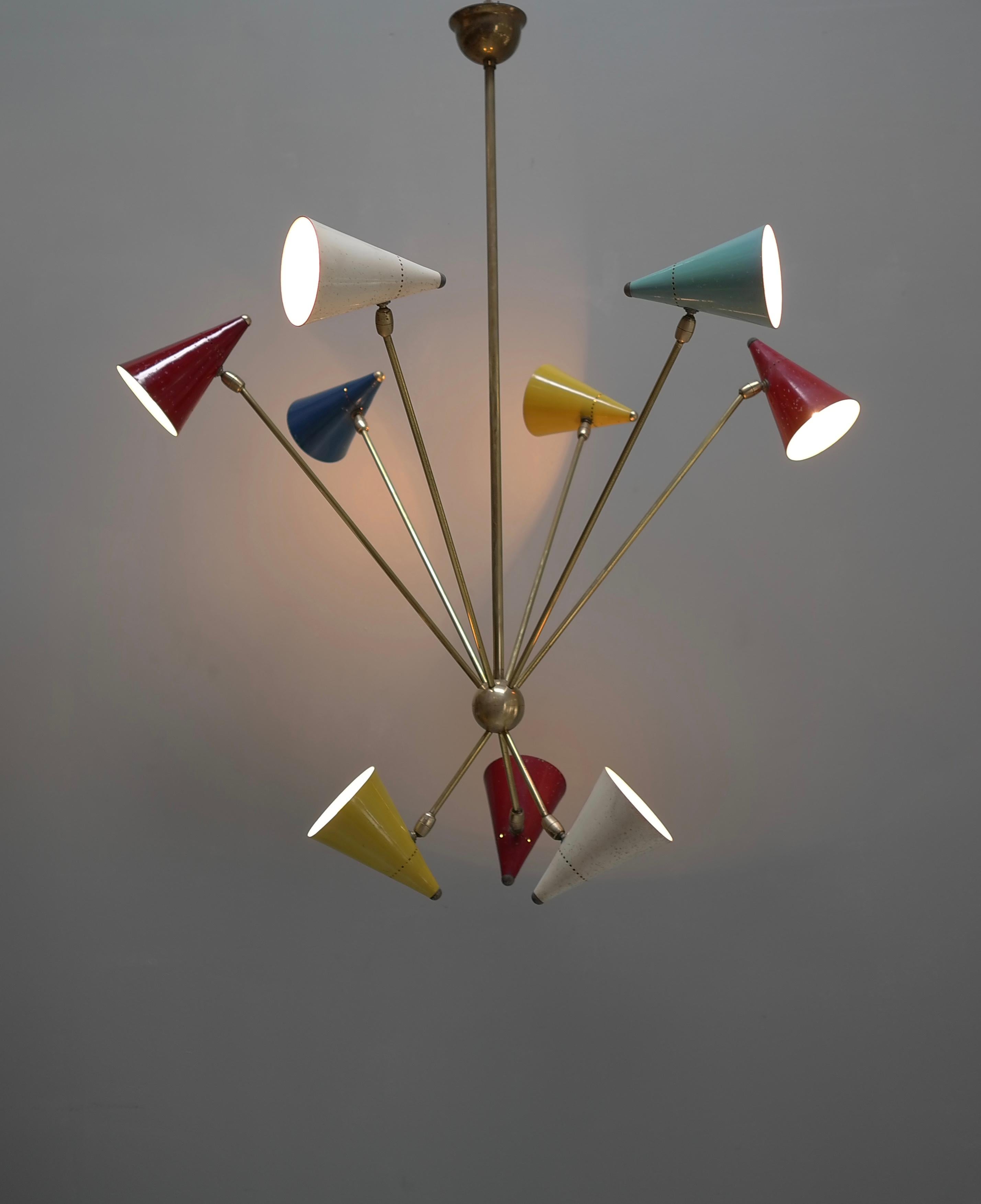 Rare Large Multicolored Pendant lamp by Gilardi & Barzaghi, Italy 1950's For Sale 12