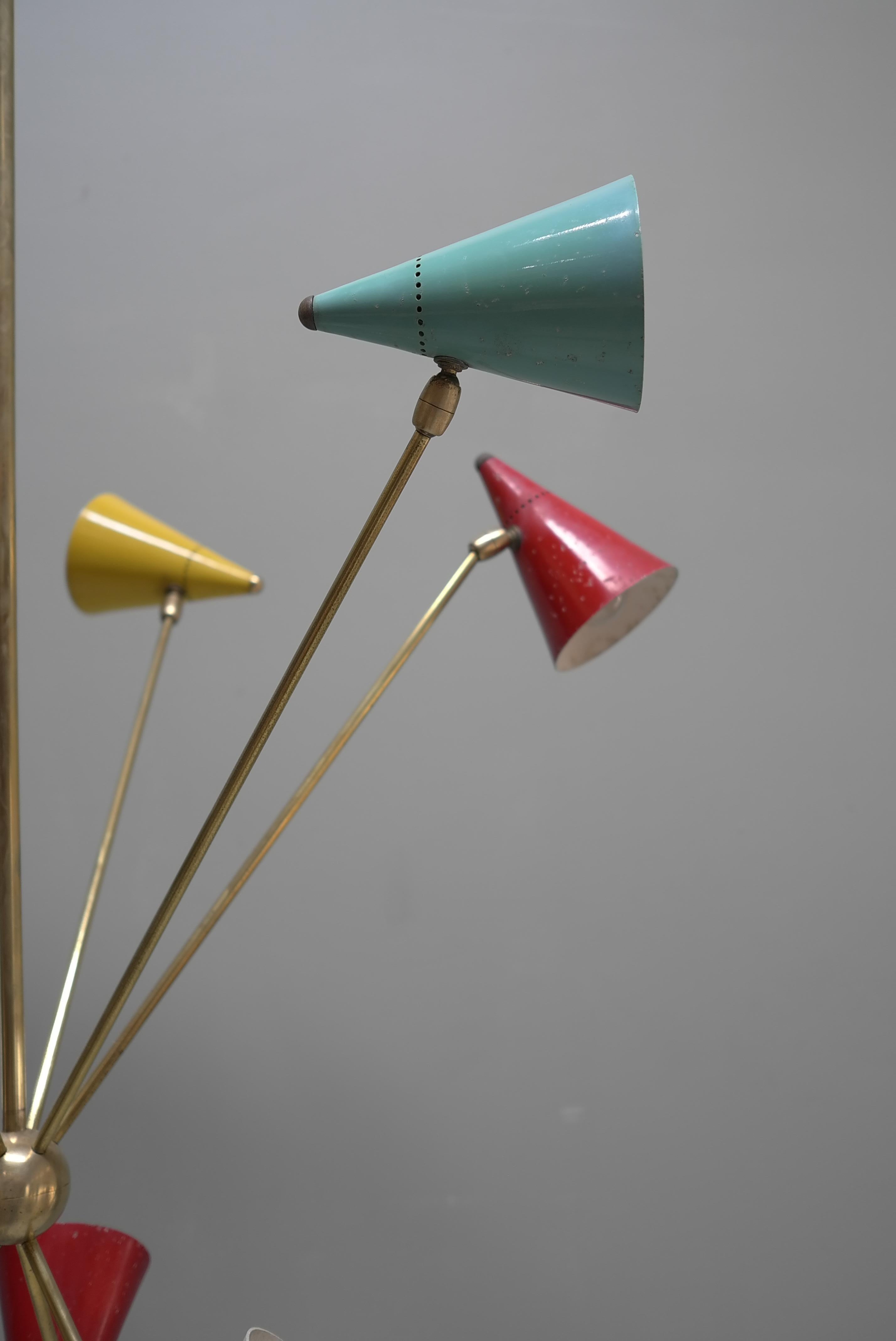Grande lampe suspendue multicolore rare de Gilardi & Barzaghi, Italie, années 1950 Bon état - En vente à Den Haag, NL