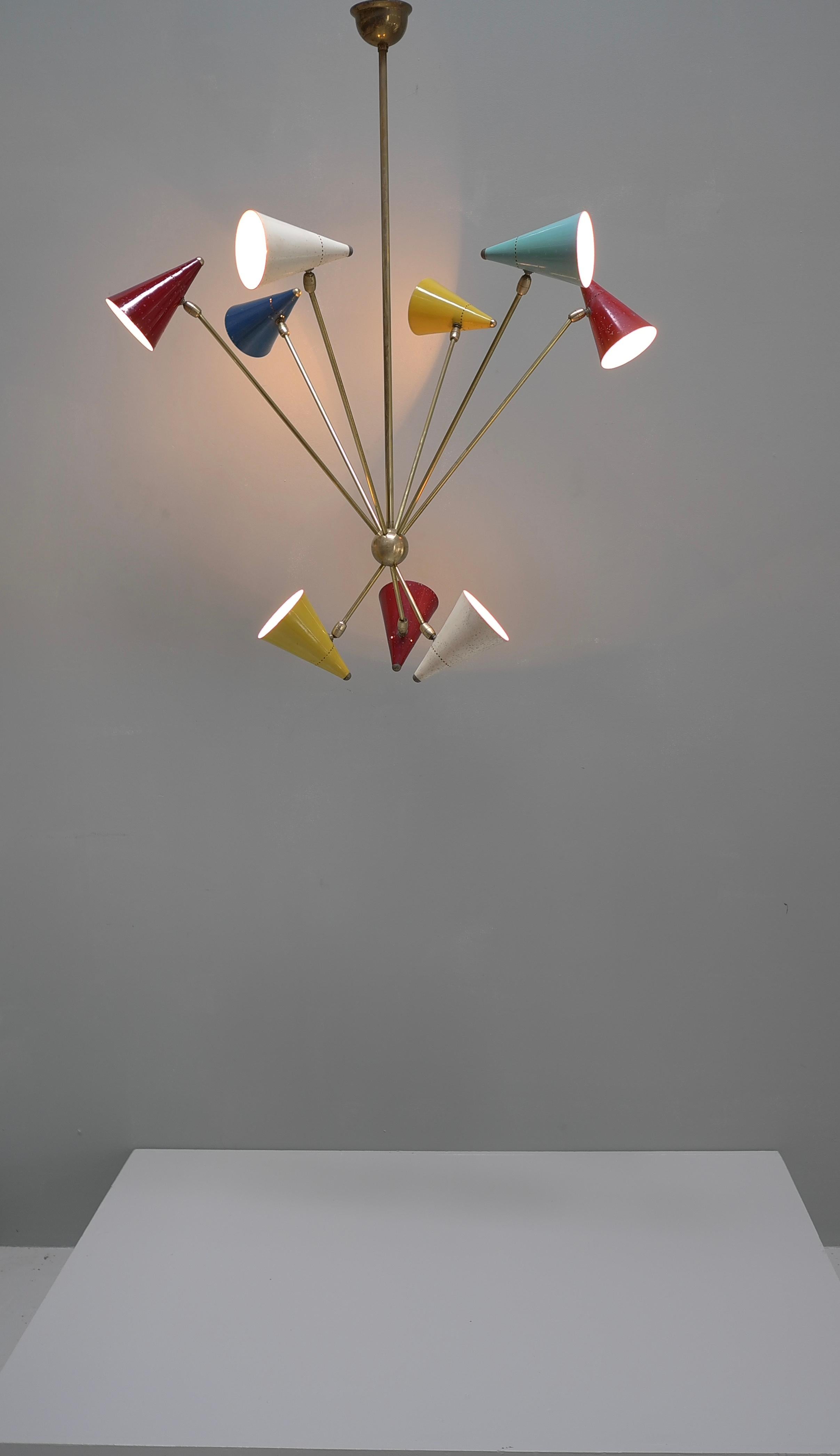 Rare Large Multicolored Pendant lamp by Gilardi & Barzaghi, Italy 1950's For Sale 2