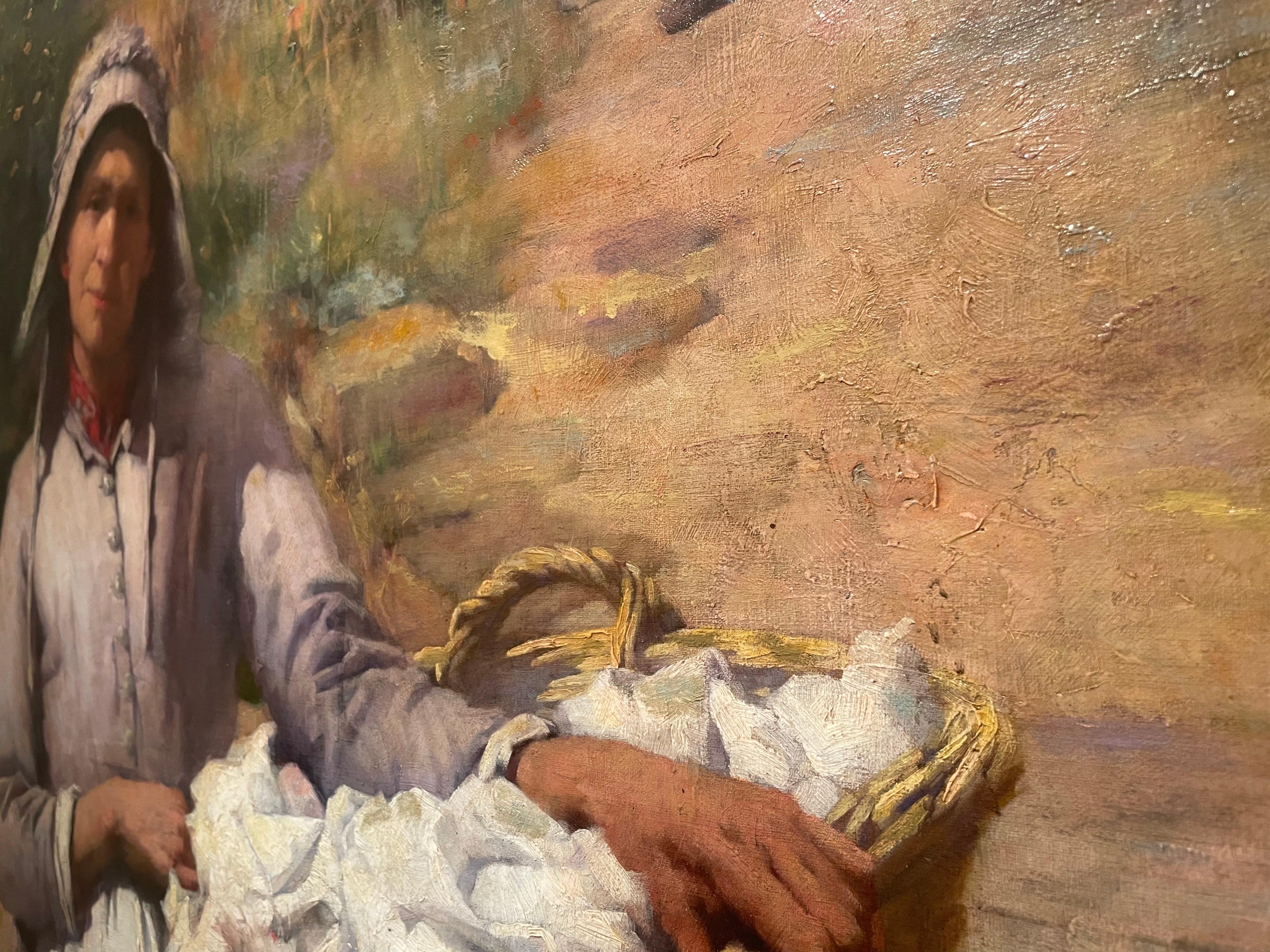 Rare Large Oil Painting of 'Les Lavandières' by Sir William Llewellyn PRA For Sale 2
