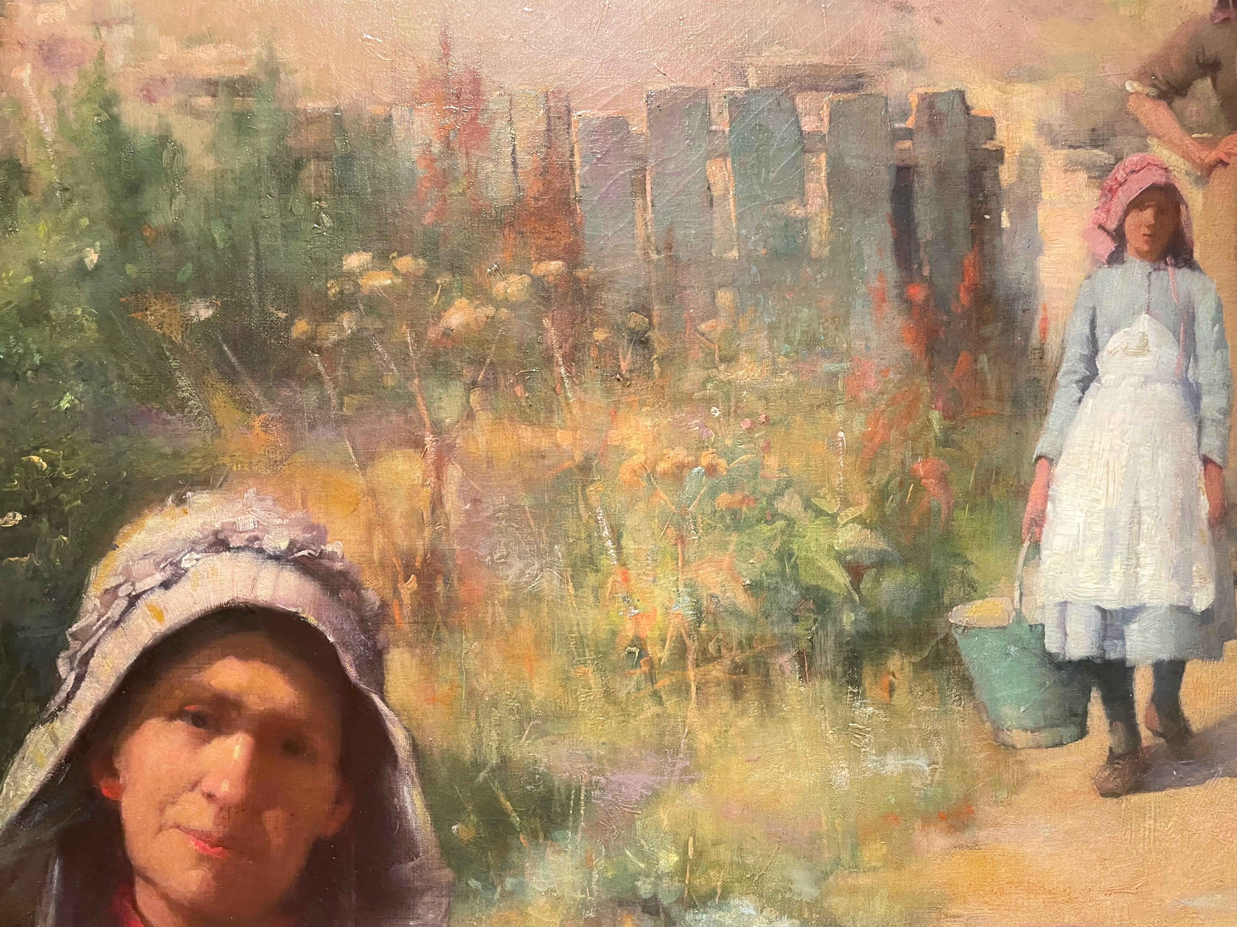 Canvas Rare Large Oil Painting of 'Les Lavandières' by Sir William Llewellyn PRA For Sale