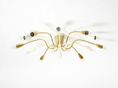 Rare large original Mid Century Modern brass Sputnik ceiling lamp with 12 arms