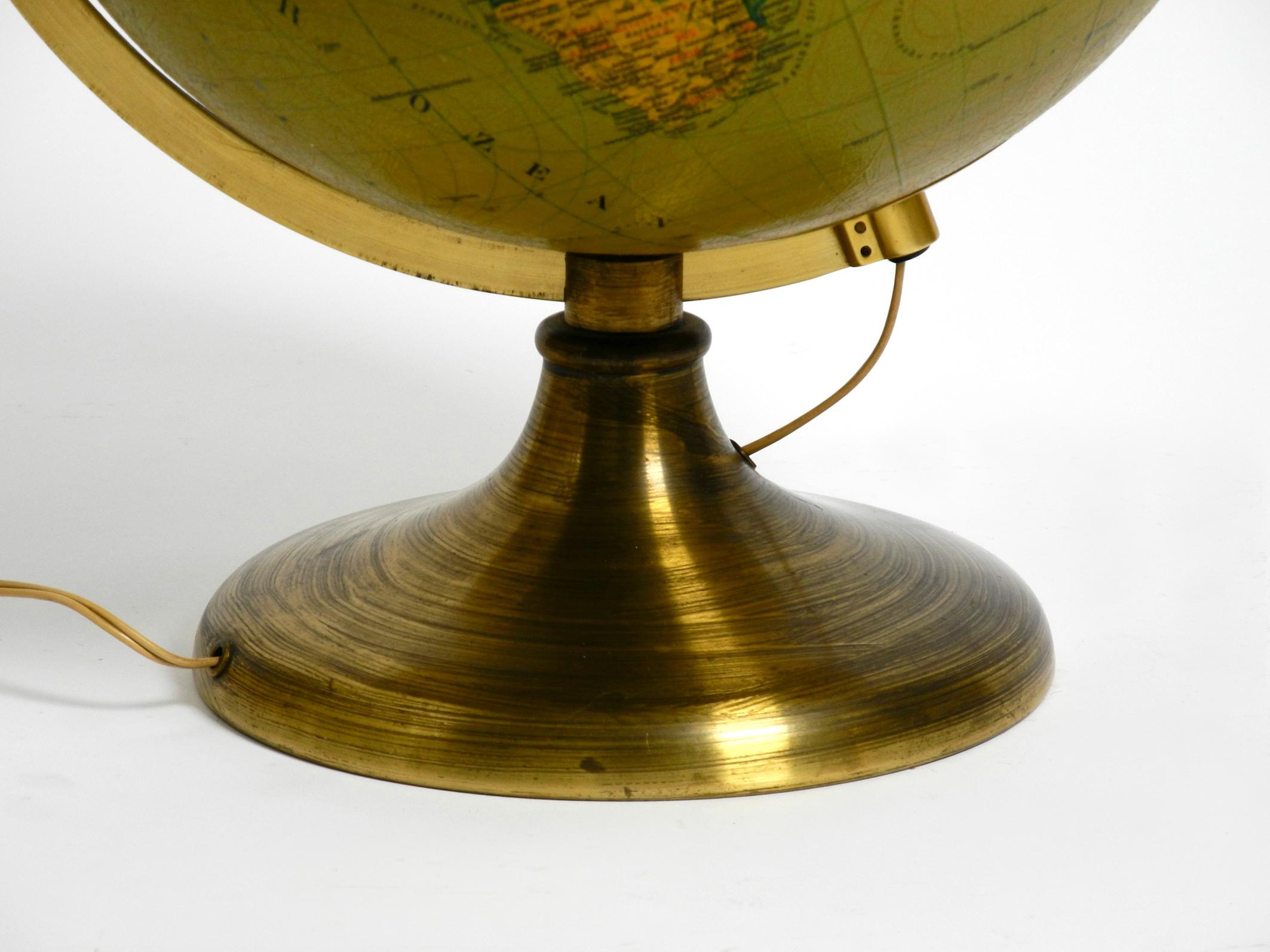 Rare Large Original Mid-Century Modern Glass Globe Illuminated with Brass Frame 8