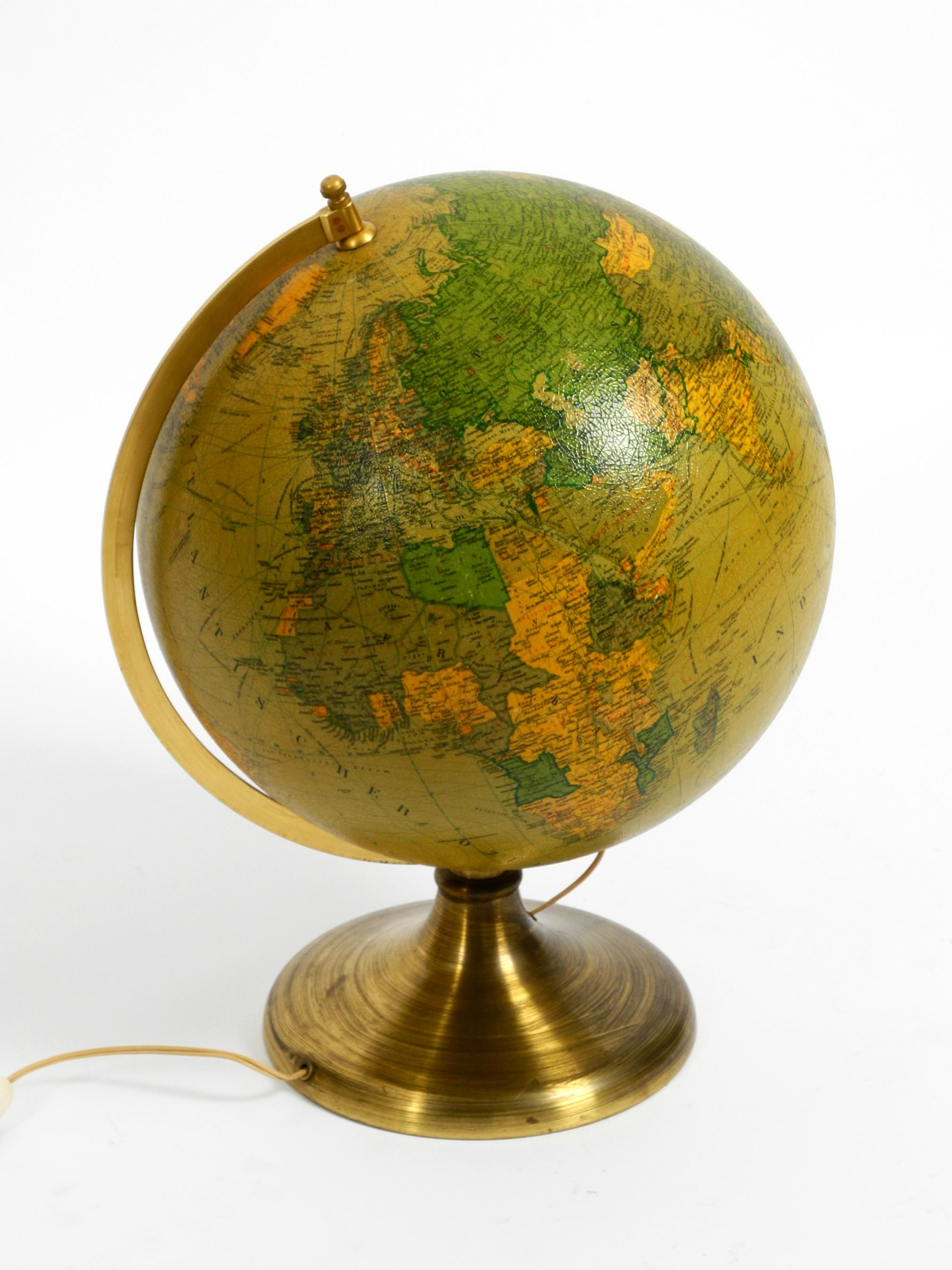 Rare Large Original Mid-Century Modern Glass Globe Illuminated with Brass Frame In Good Condition In München, DE
