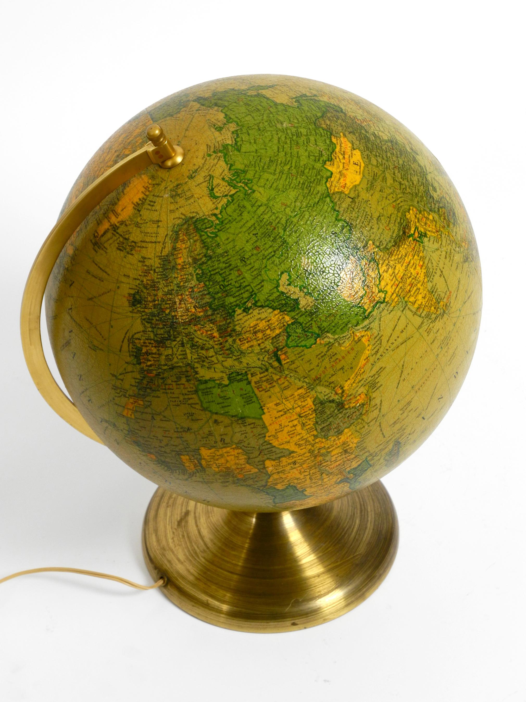 Mid-20th Century Rare Large Original Mid-Century Modern Glass Globe Illuminated with Brass Frame