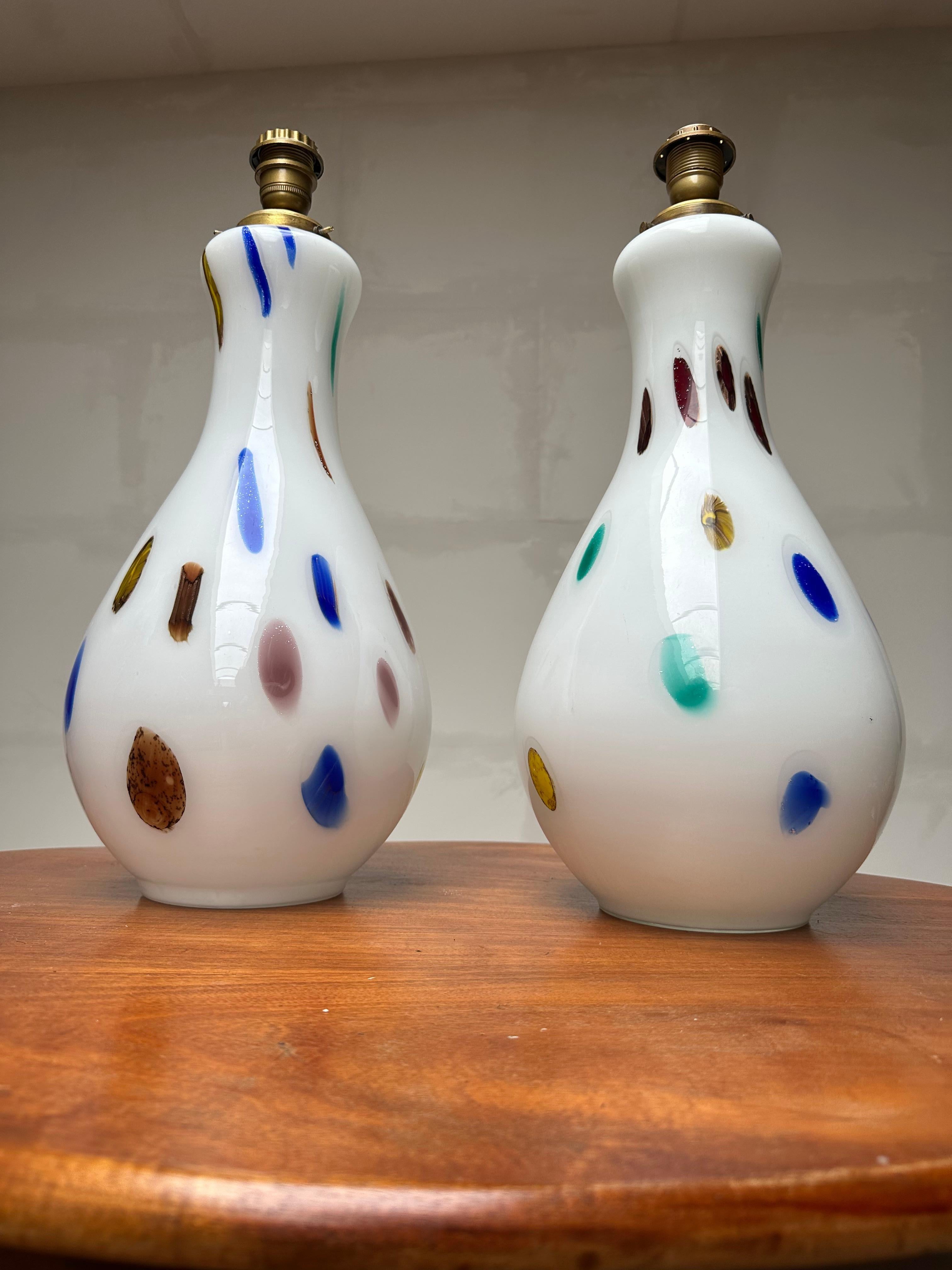 Seltenes großes Paar Murano Glas Tischlampen von Dino Martens für Aureliano Toso 1960  im Angebot 4