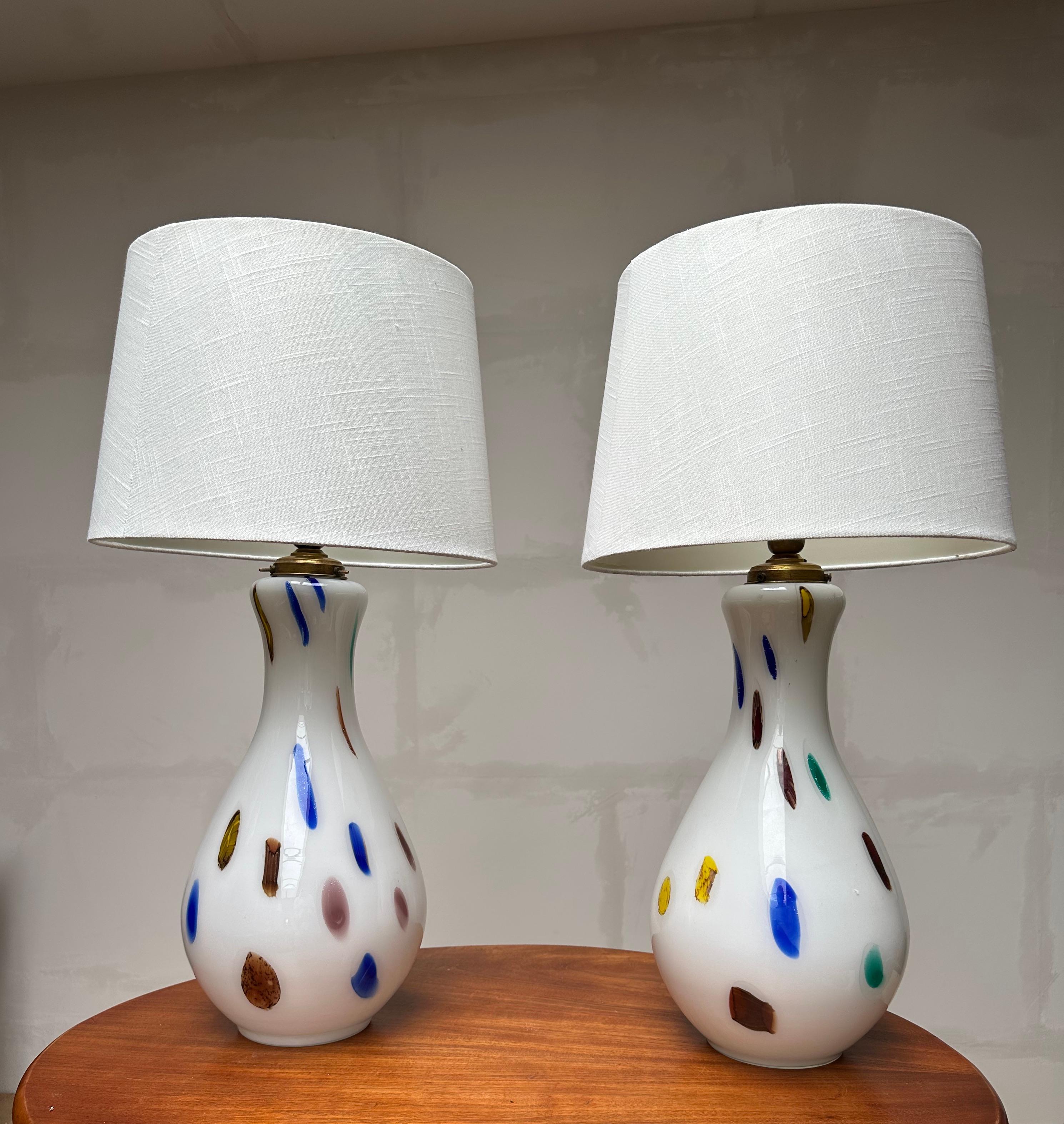 Seltenes großes Paar Murano Glas Tischlampen von Dino Martens für Aureliano Toso 1960  im Angebot 5