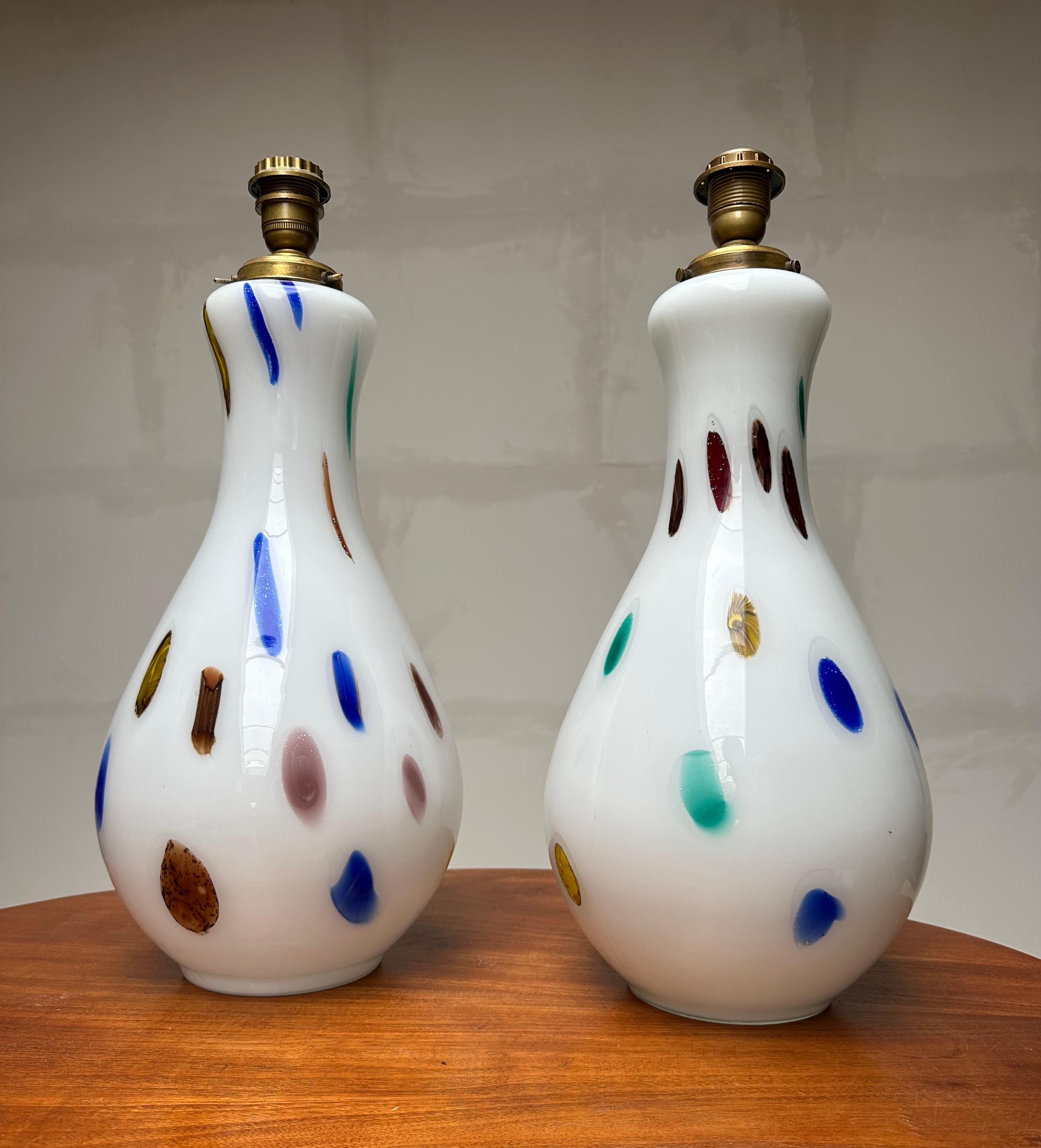Rare Large Pair Murano Glass Table Lamp by Dino Martens for Aureliano Toso 1960  For Sale 5
