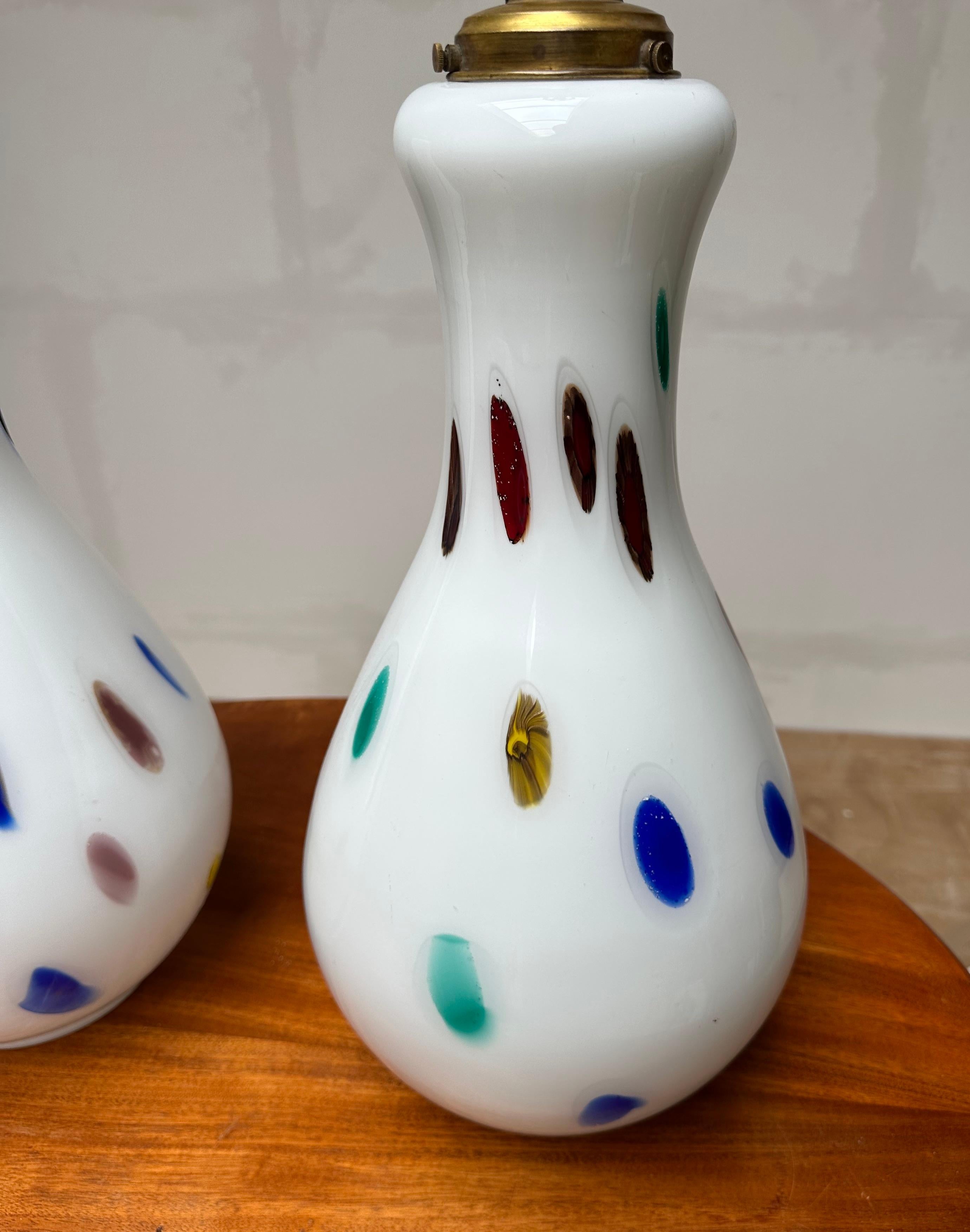Rare Large Pair Murano Glass Table Lamp by Dino Martens for Aureliano Toso 1960 For Sale 6