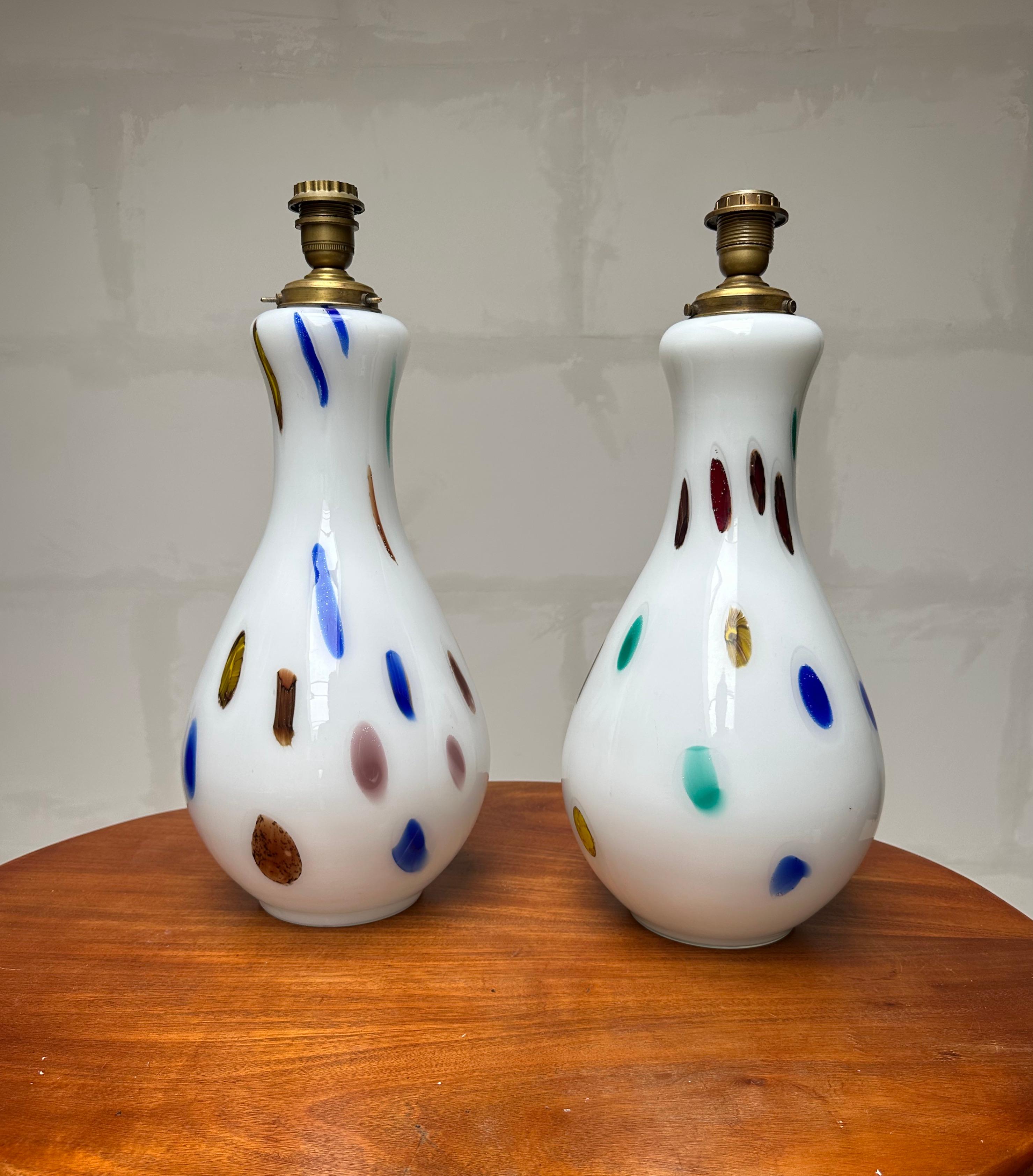 Rare Large Pair Murano Glass Table Lamp by Dino Martens for Aureliano Toso 1960  For Sale 8
