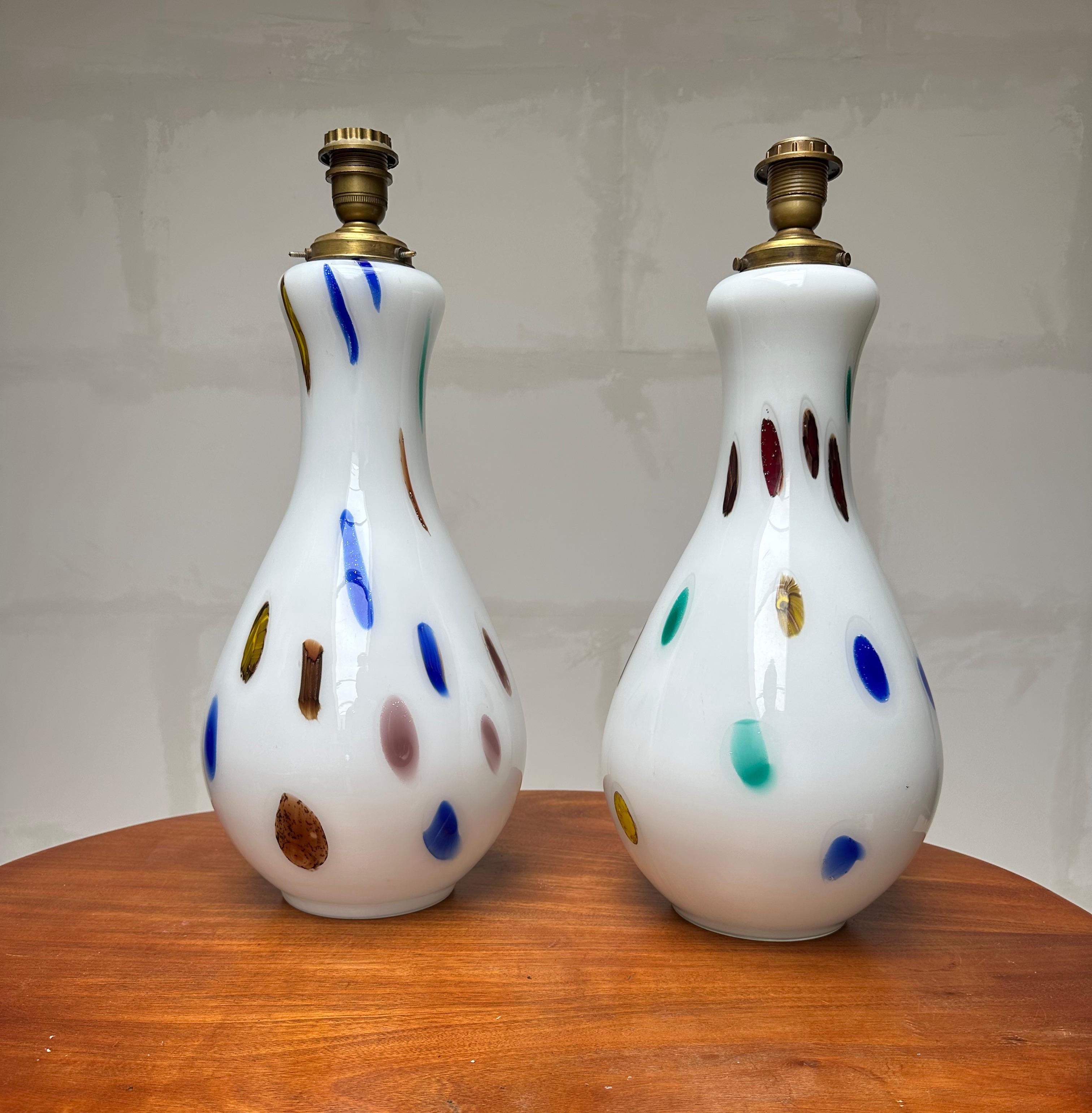 Rare Large Pair Murano Glass Table Lamp by Dino Martens for Aureliano Toso 1960  For Sale 10