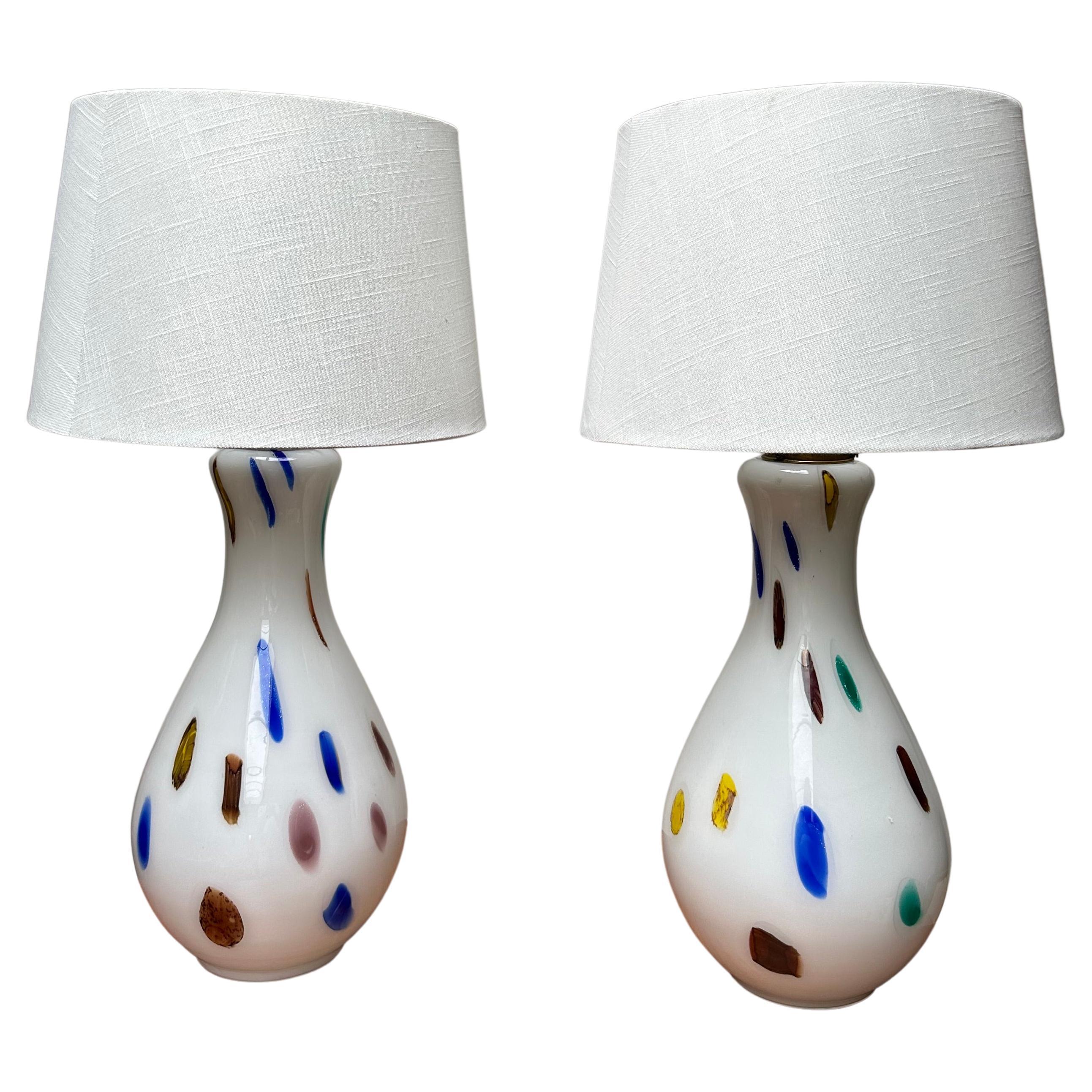 Rare Large Pair Murano Glass Table Lamp by Dino Martens for Aureliano Toso 1960 